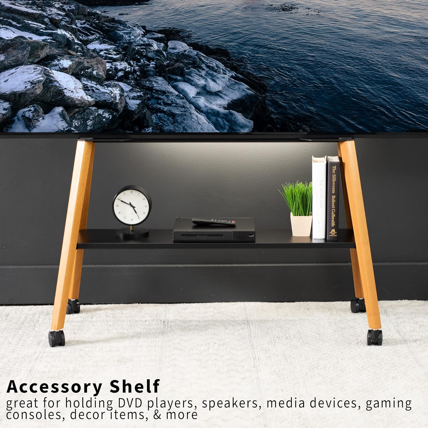 VIVO Rolling Artistic Easel TV Stand 49-75 inch Black Frame