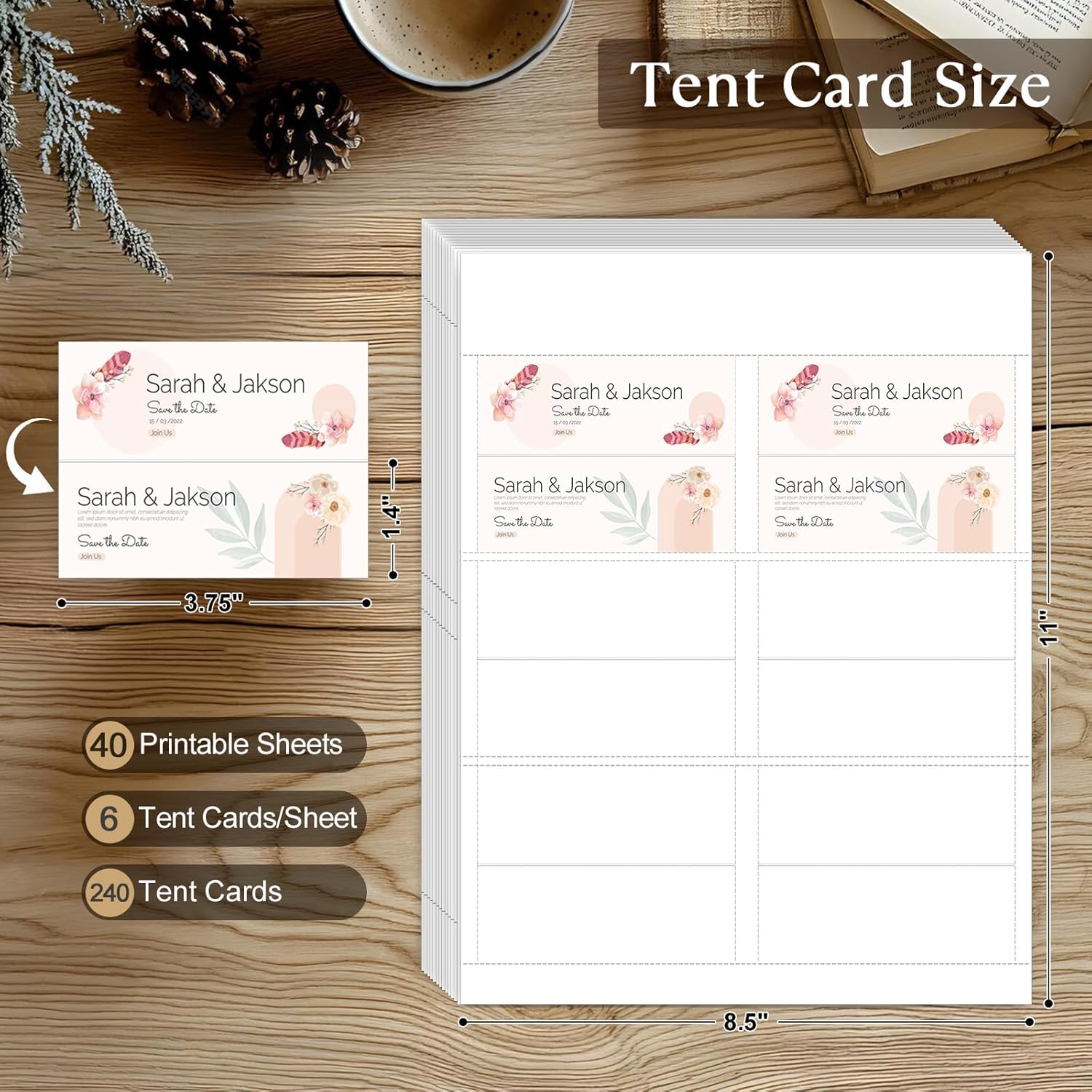 MaxGear 240Pcs Matte White Tent Cards for Table Settings