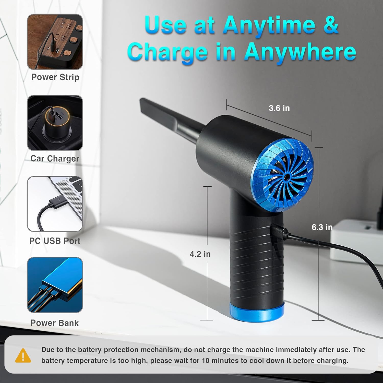 KEIMI Cordless Compressed Air Duster with LED Light