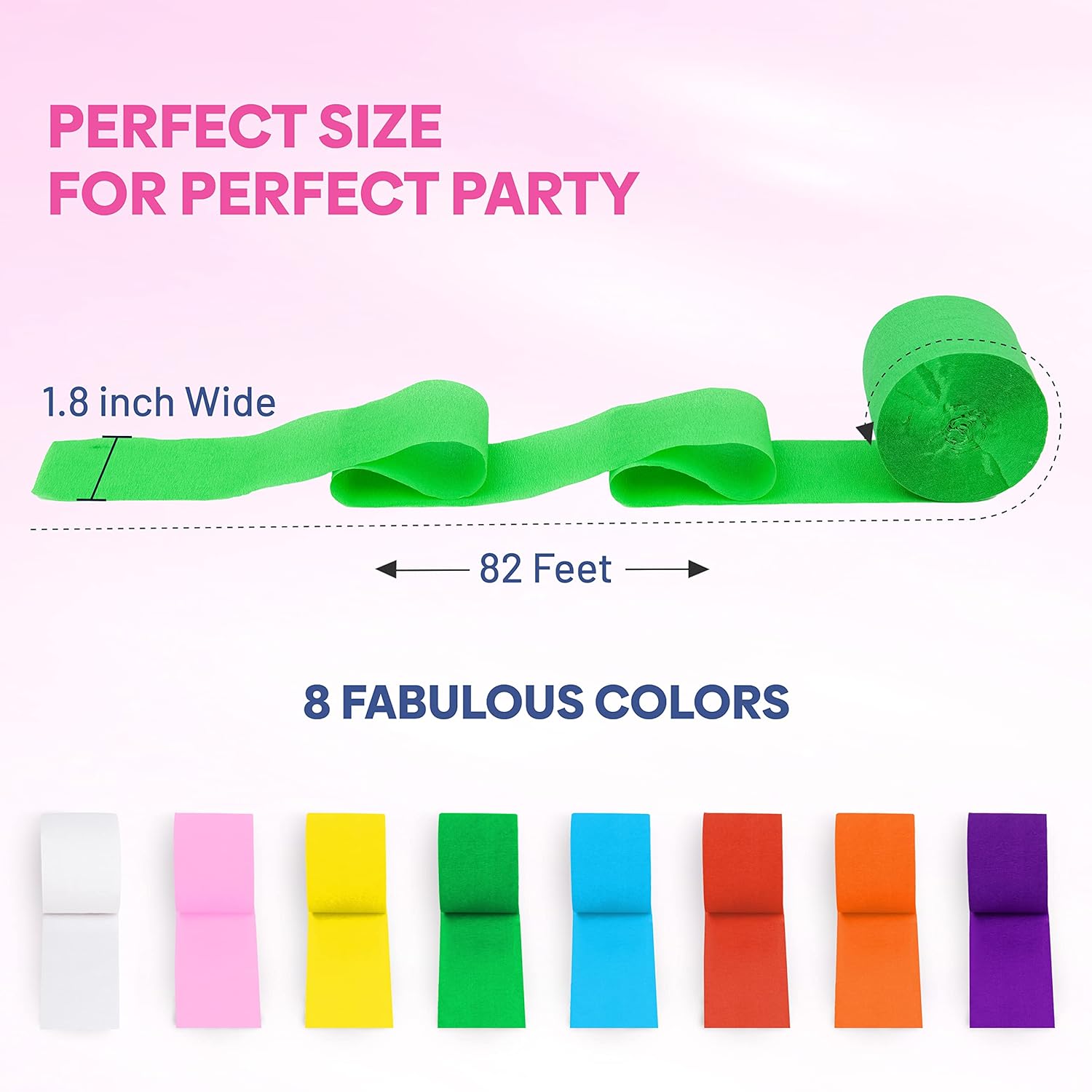 8 Crepe Paper Streamers Rolls 656ft Rainbow Party Decor