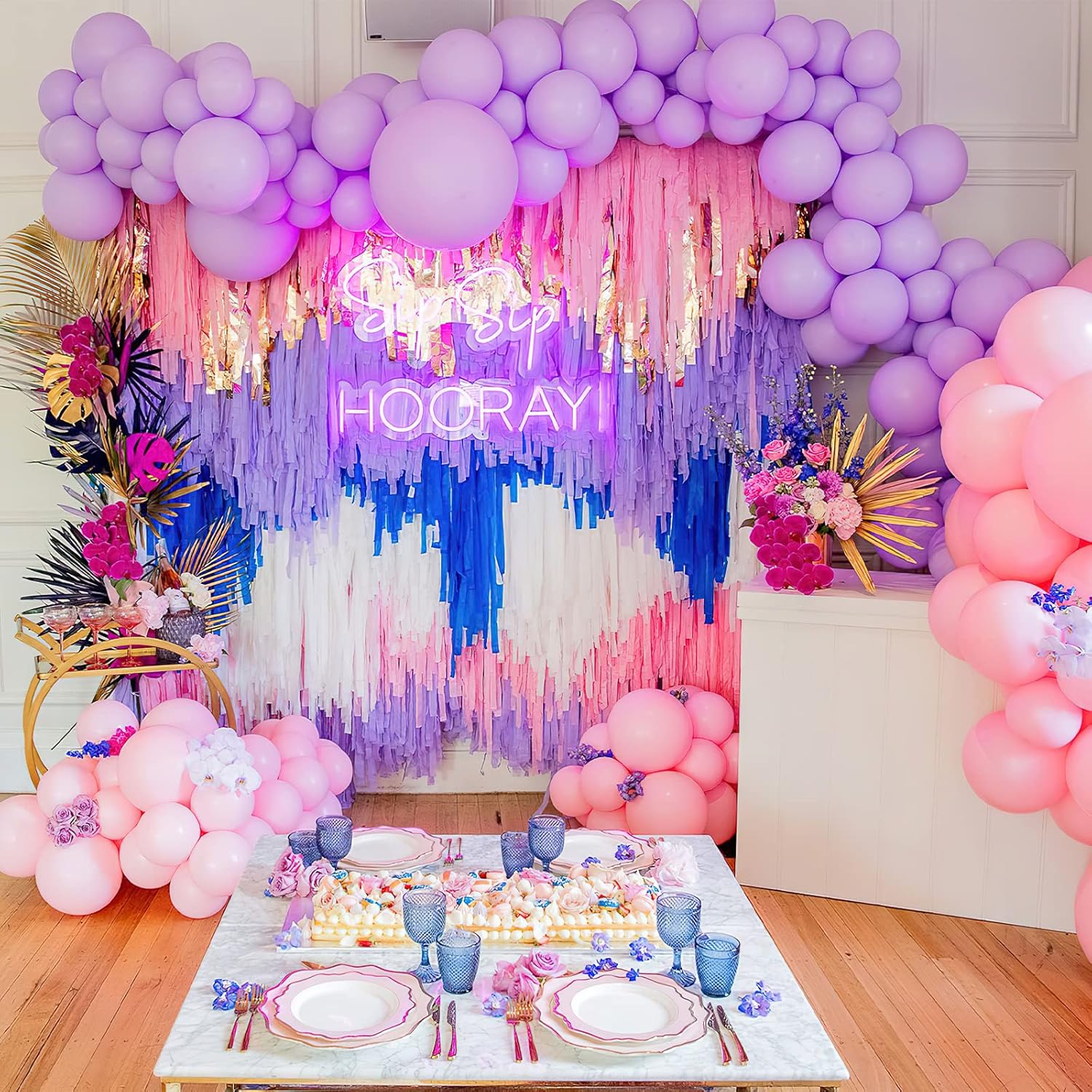 PartyWoo Purple Crepe Paper Streamers 6 Rolls 492 Feet Pack