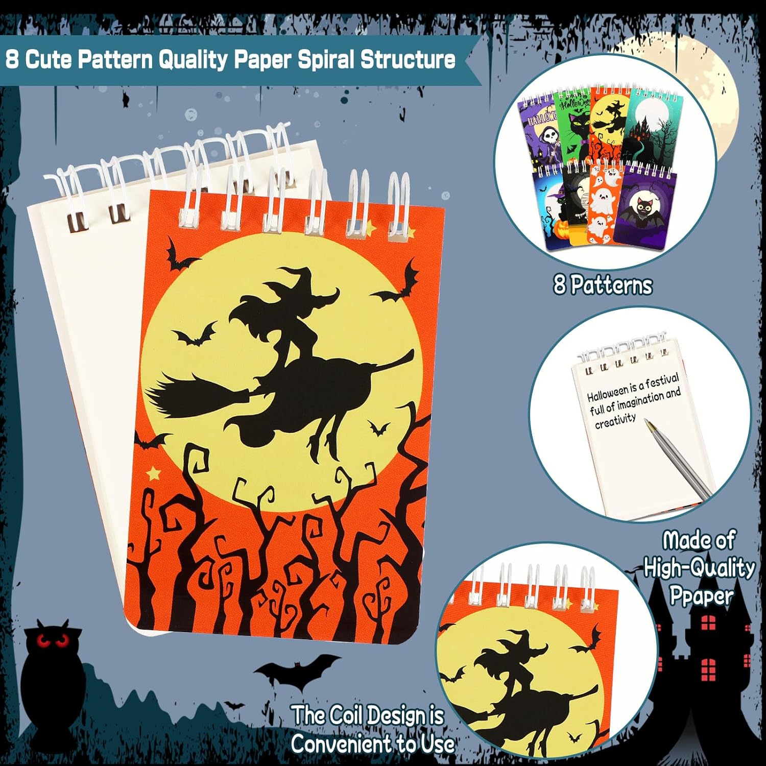 MARFOREVER 24 Pcs Halloween Notepads Set