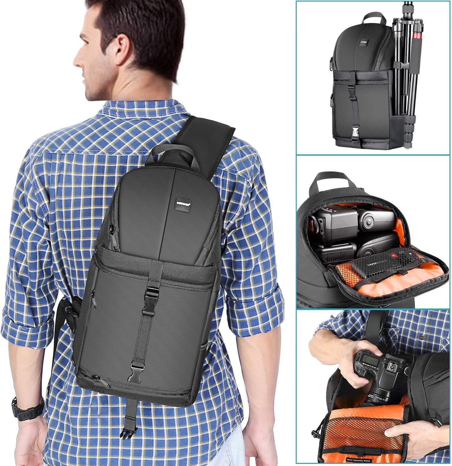 Neewer Professional DSLR Camera Case Sling Backpack with Waterproof Interior