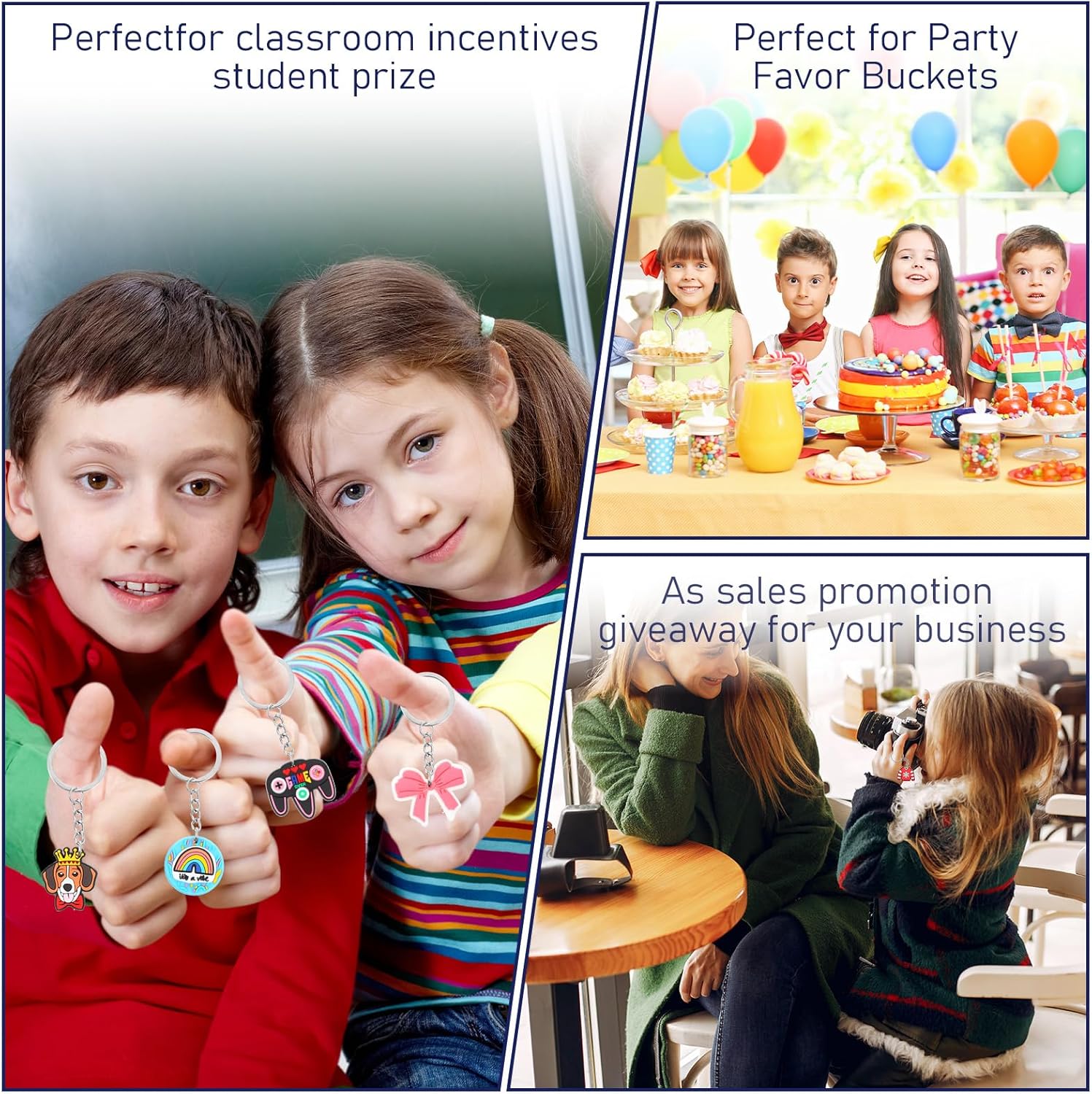 20Pcs Mixed Cute Keychains Set for Classroom Gifts and Party Favors