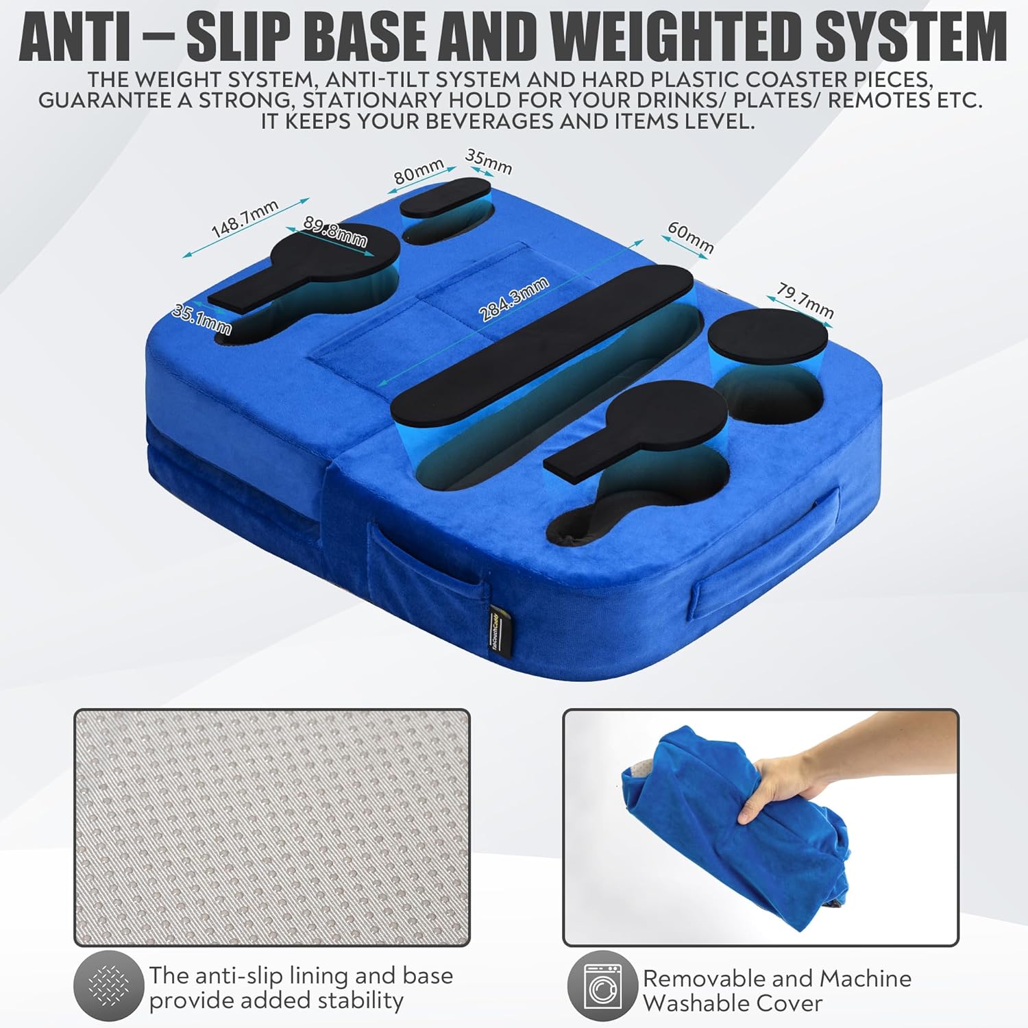 Couch Cup Holder Tray Pillow - Bed Sofa RV Car Compatible