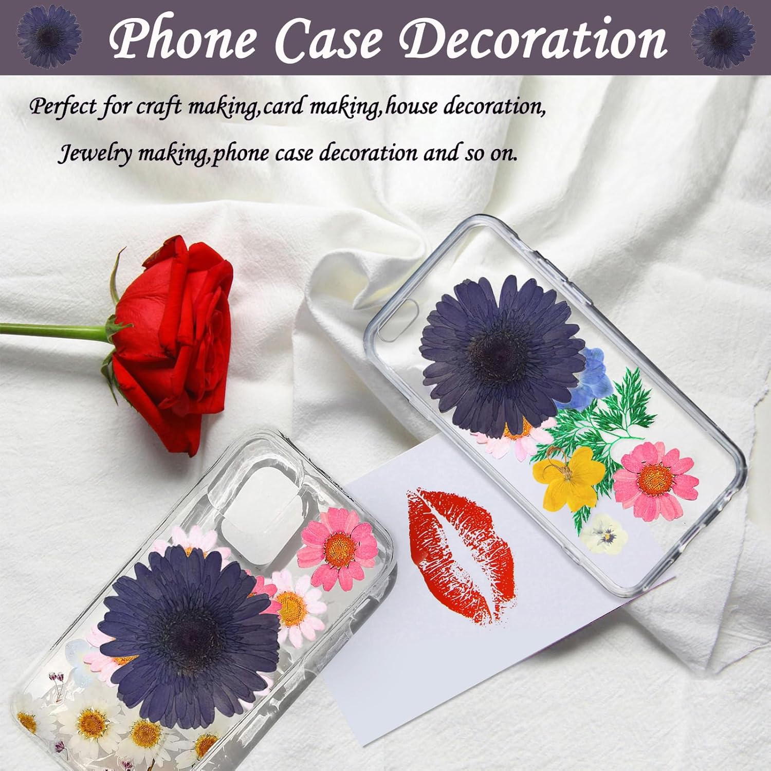 ALJ Large Purple Dried Sunflowers for Resin Crafts