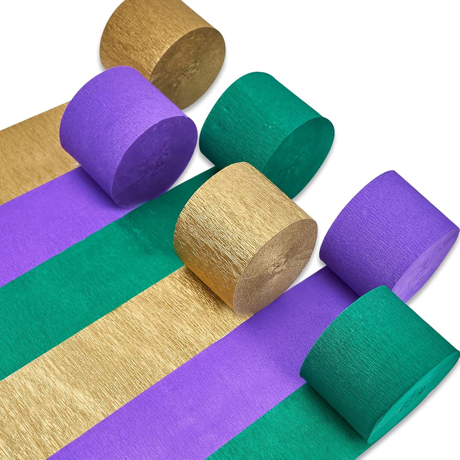 PartyWoo Mardi Gras Crepe Paper Streamers 6 Rolls