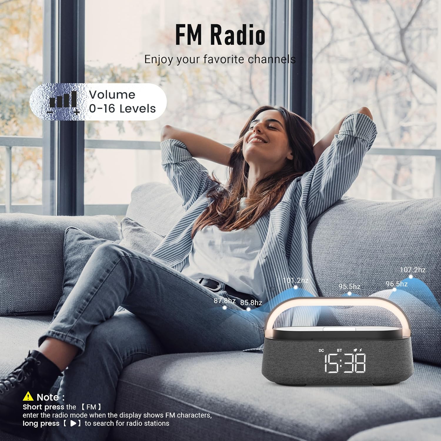 FREEFISH 6-in-1 Bluetooth Speaker with Wireless Charger and Night Light