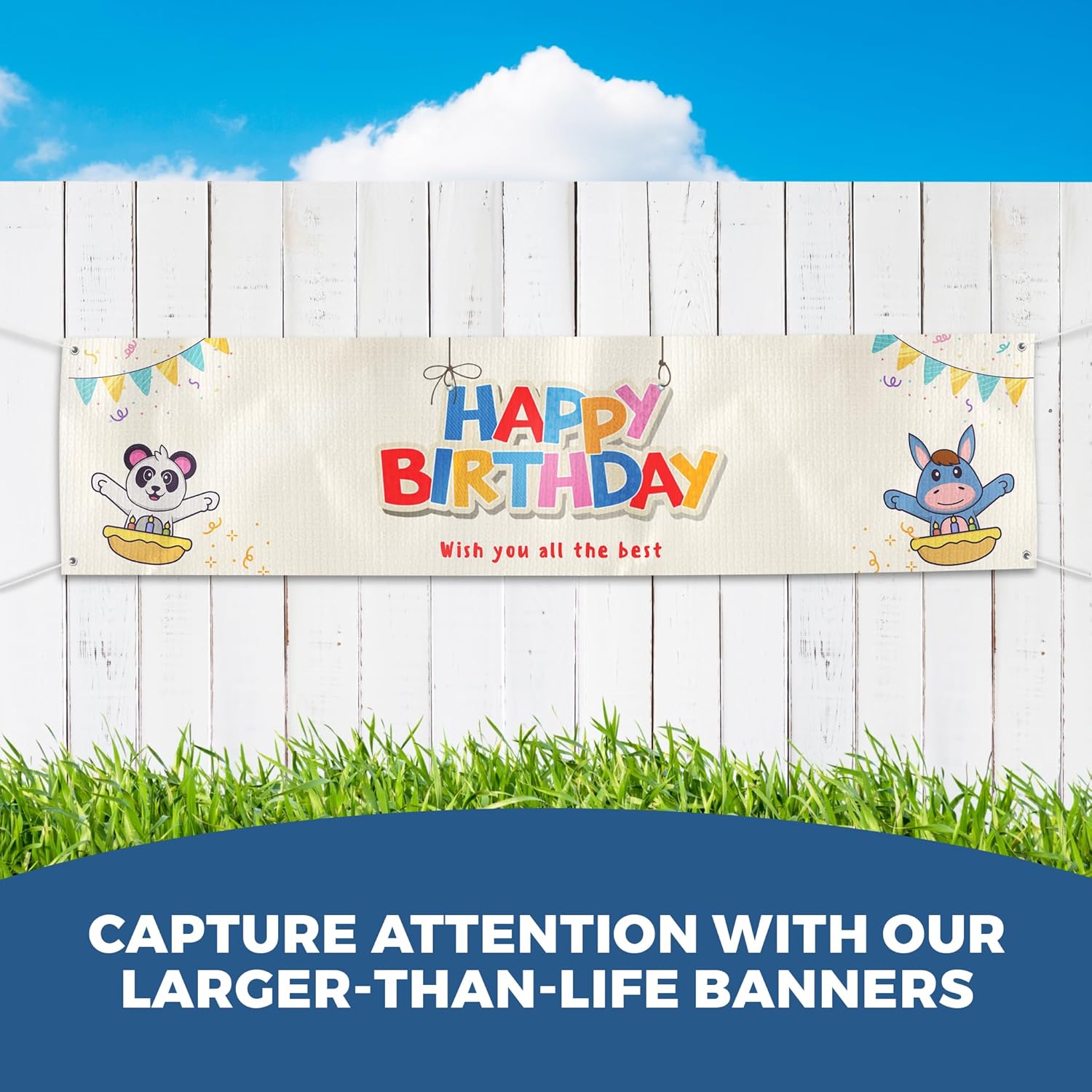 Happy Birthday Banner Sign 4x1 Ft Custom Outdoor Indoor Display