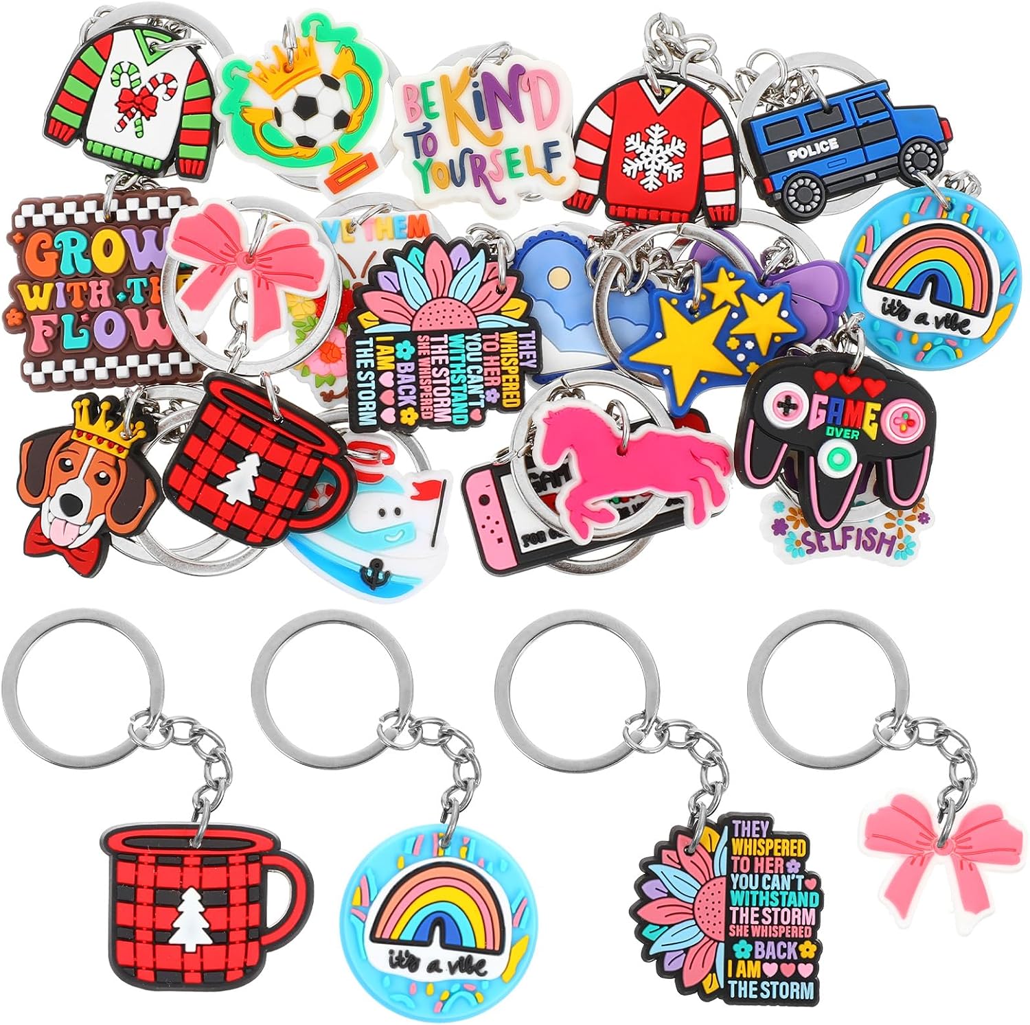 20Pcs Mixed Cute Keychains Set for Classroom Gifts and Party Favors