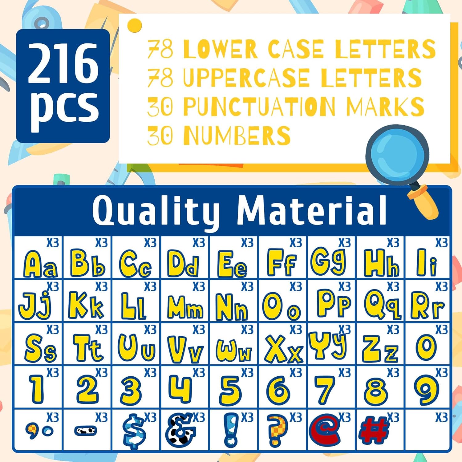 Ireer 216 Pcs Cartoon Bulletin Board Letters Set