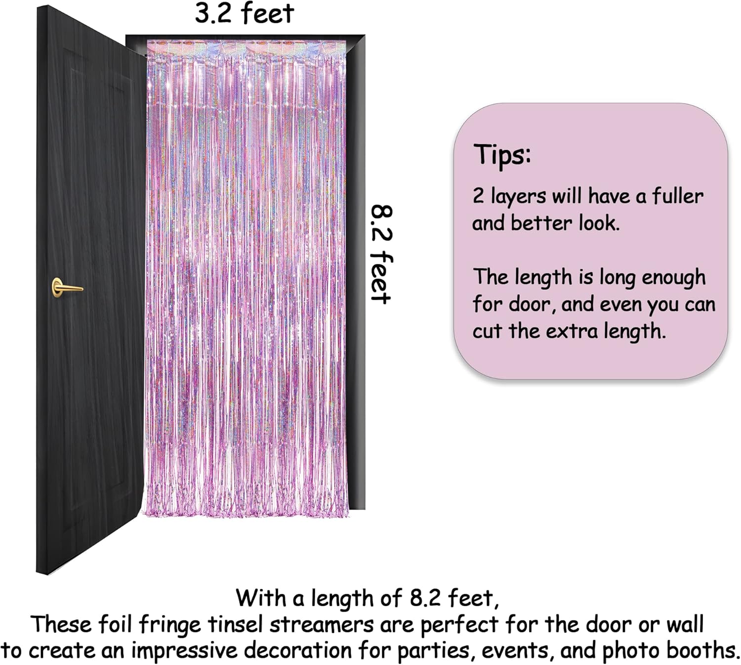 Pink Tinsel Curtain Party Backdrop - 2 Packs
