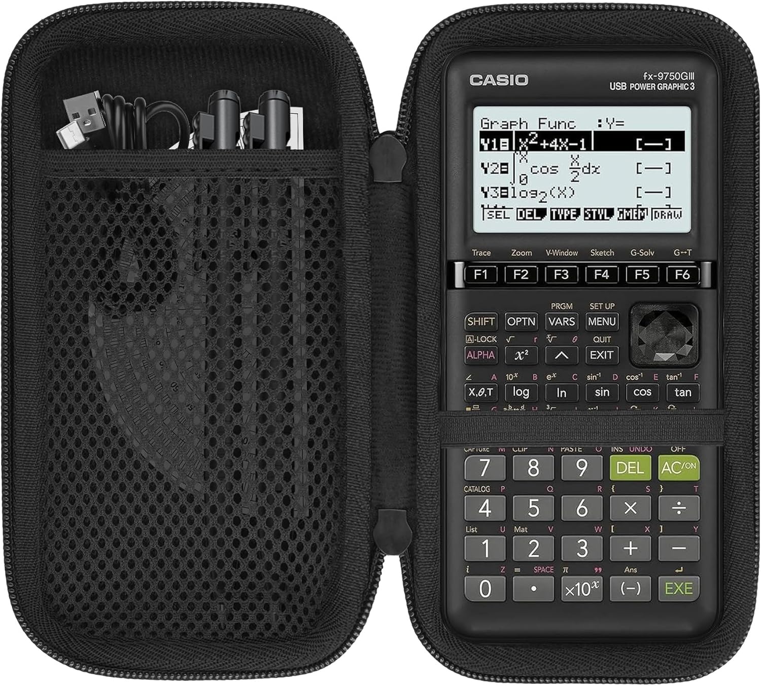 co2CREA Hard Case for Casio fx-9750GIII Graphing Calculators - Black