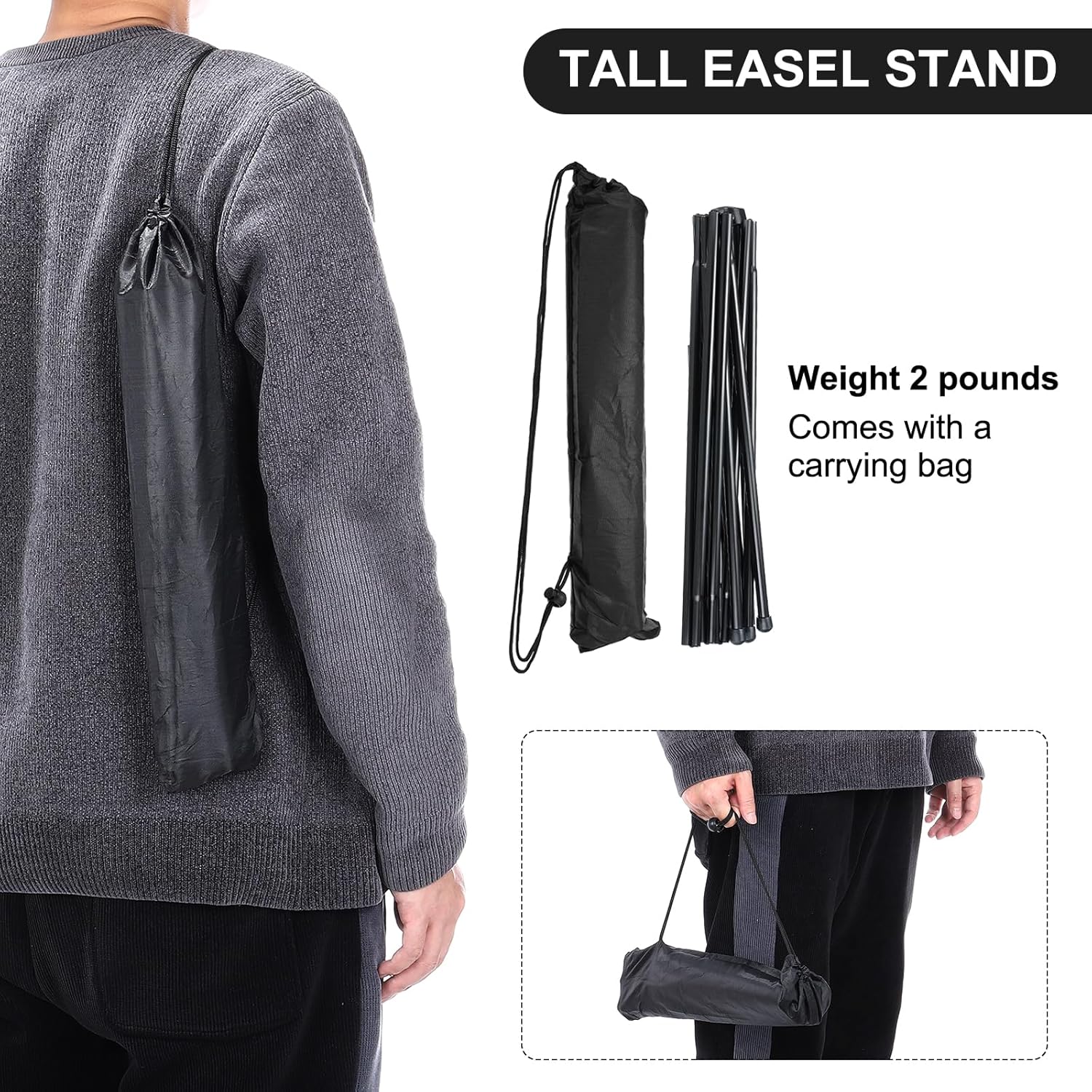 PATIKIL Foldable Art Easel Stand 4 Pack Black