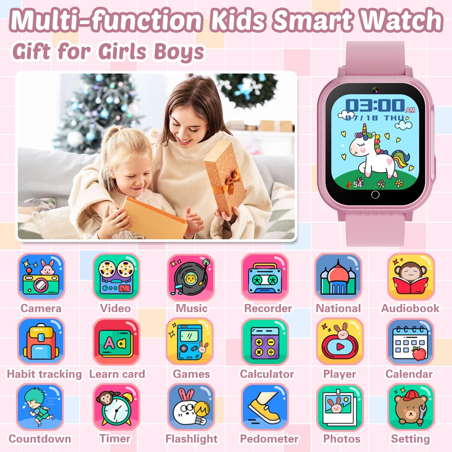 Waterproof Smart Watch for Kids with 32 Games