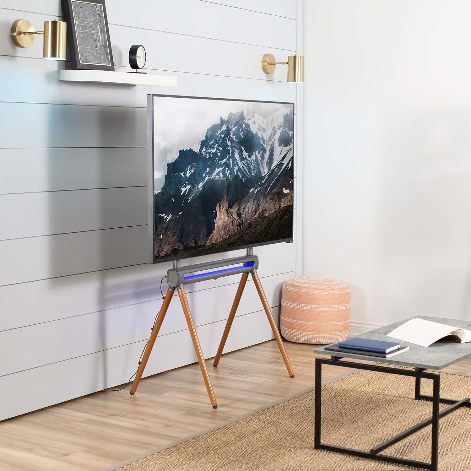 VIVO Artistic Easel TV Stand with RGB Lighting