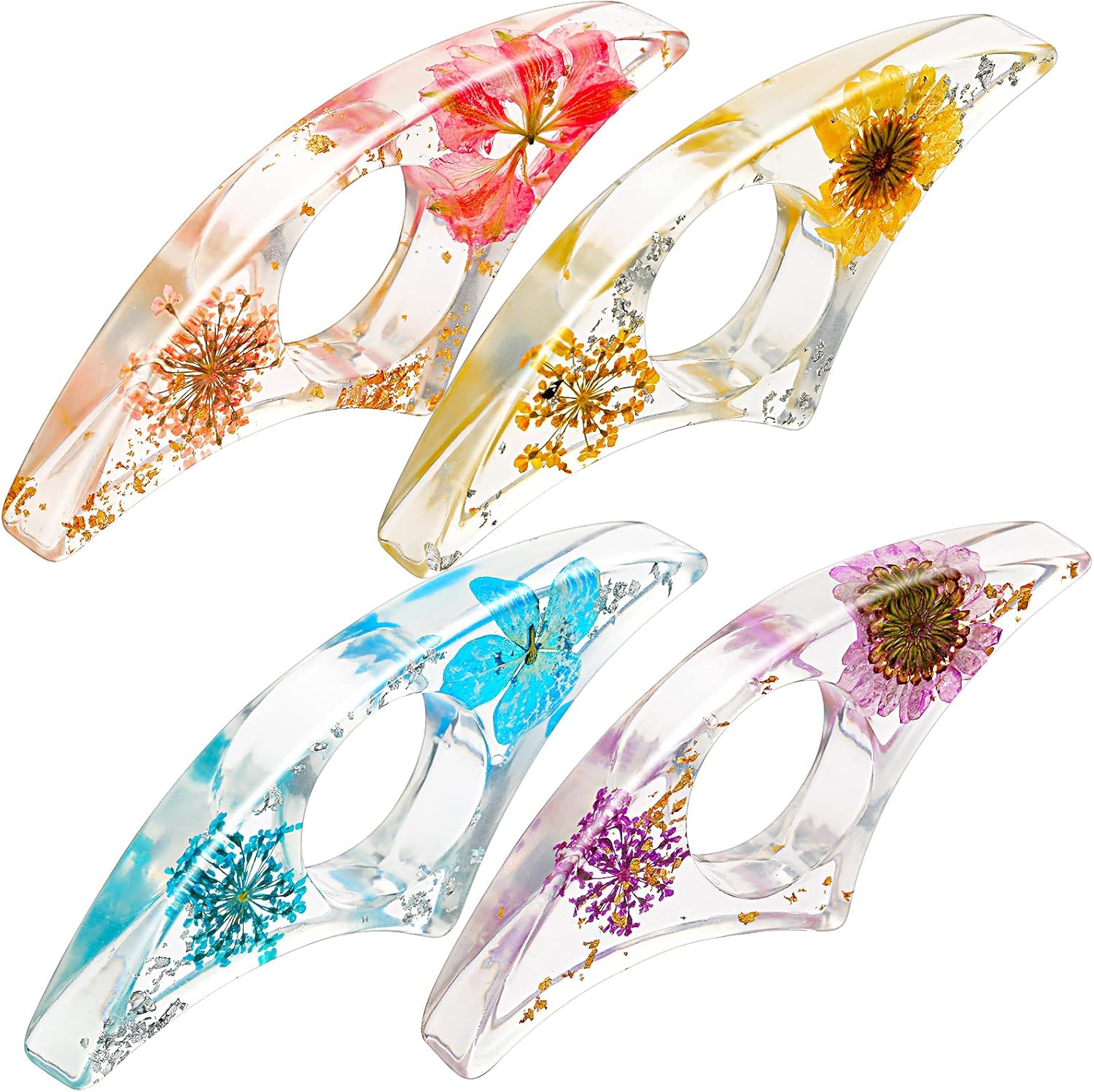 4 Dried Flower Resin Book Page Holders with Arch Design