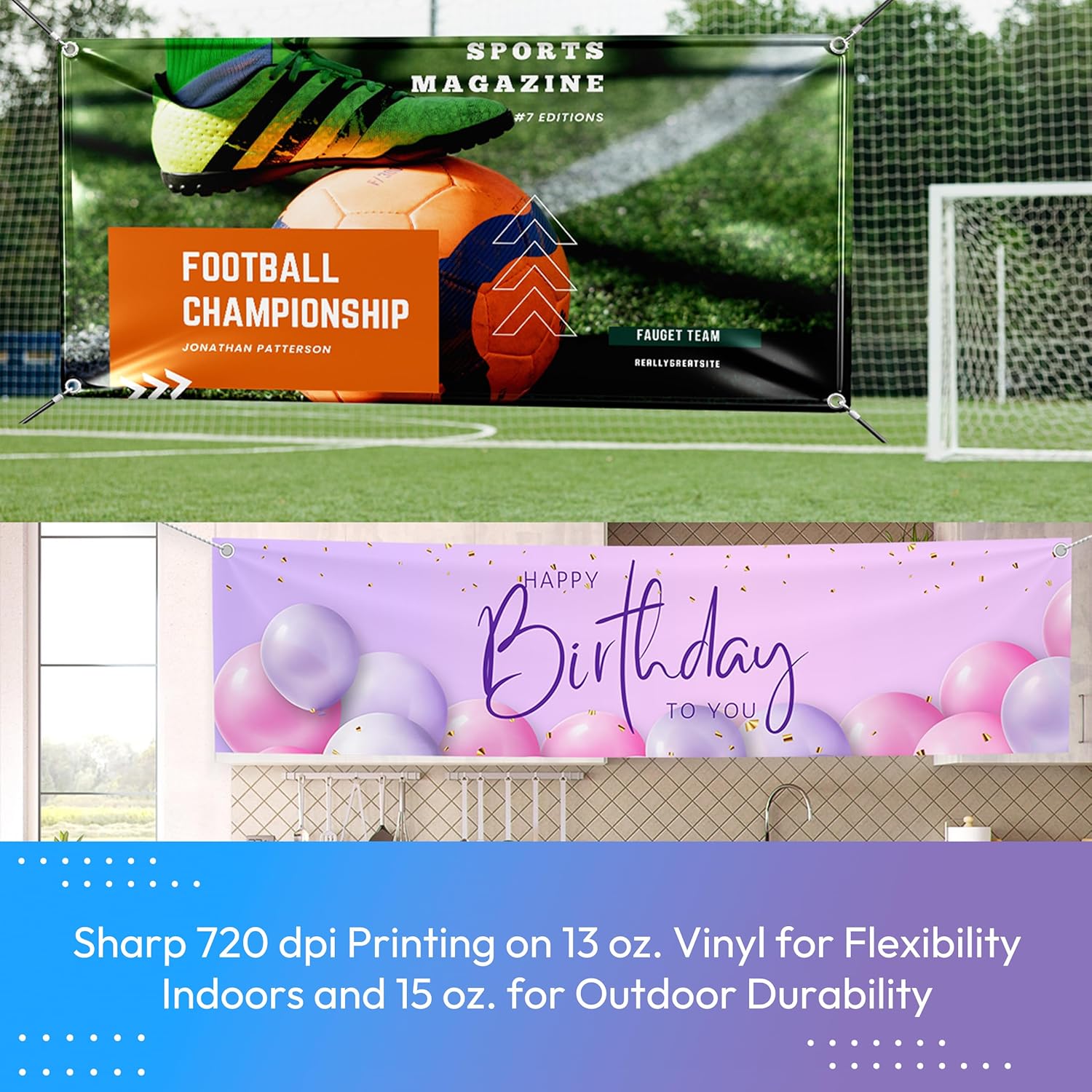 Custom Vinyl Banner with HD Printing - 1x2ft Indoor Outdoor