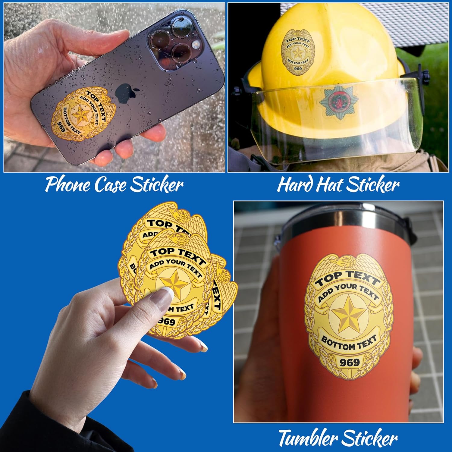 Custom Police Badge Sticker for Water Bottle Phone Case Laptop