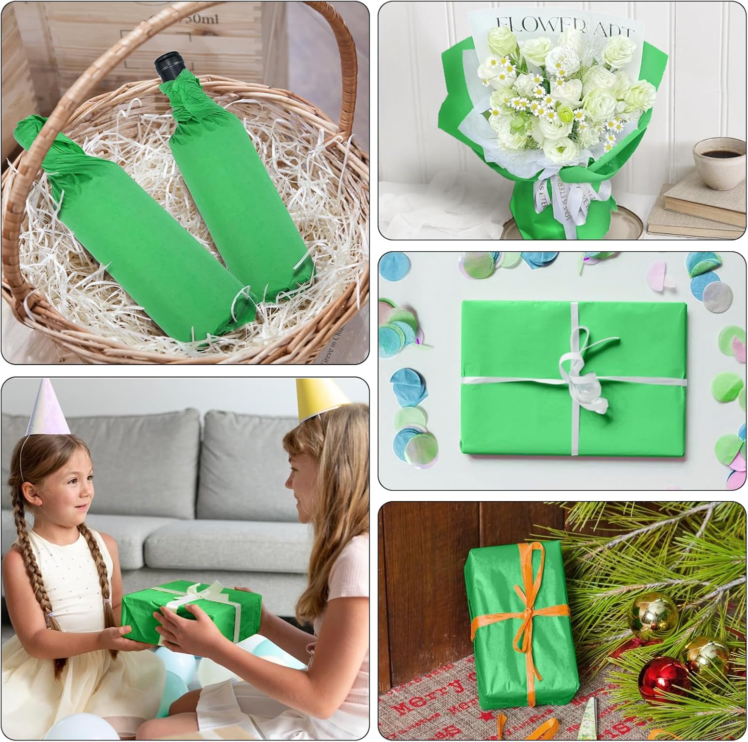 Naler 60 Sheets Green Tissue Paper for Gift Wrapping