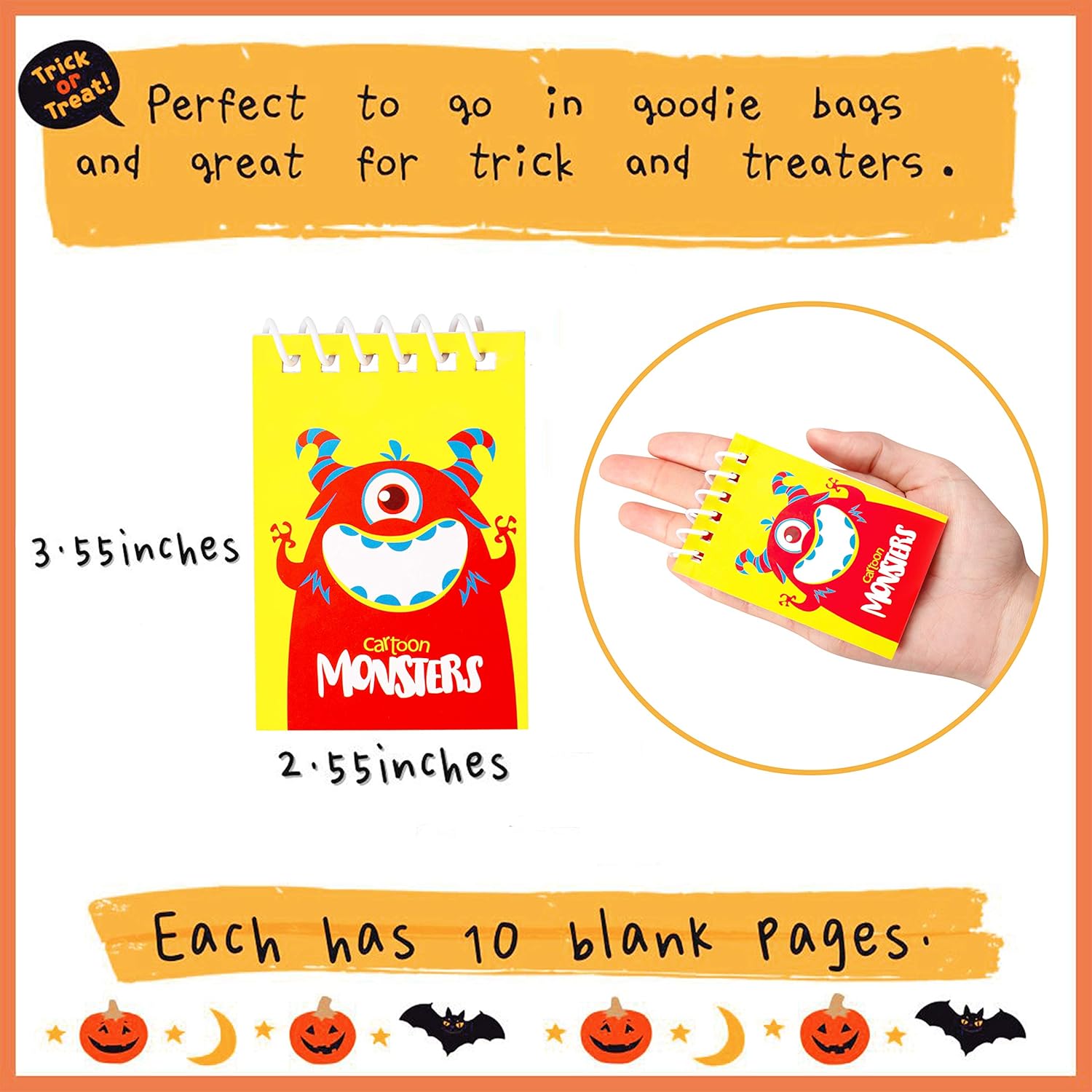 90shine 60PCS Halloween Notepads Party Favors for Kids