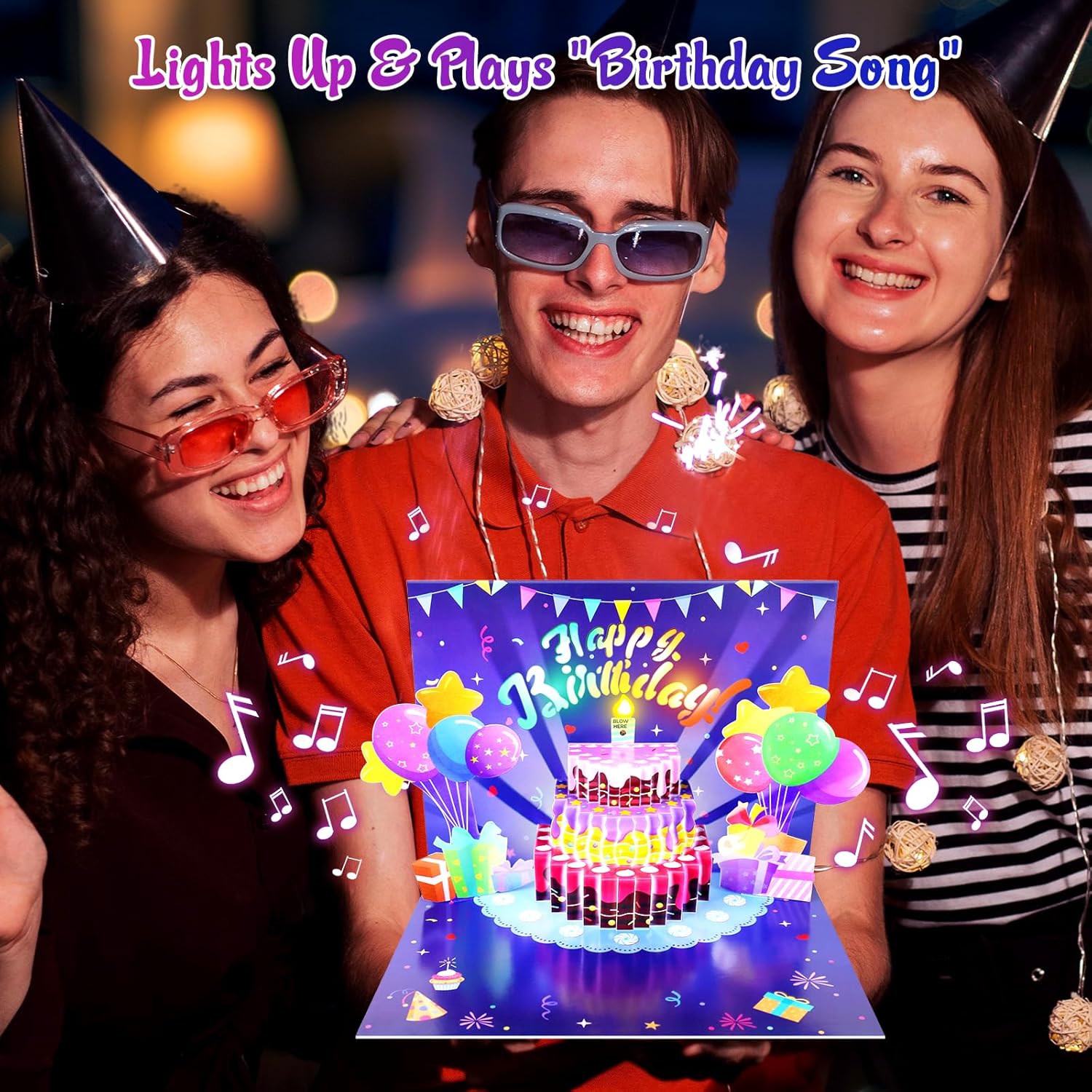 Musical Pop Up Birthday Card with Light and Candle