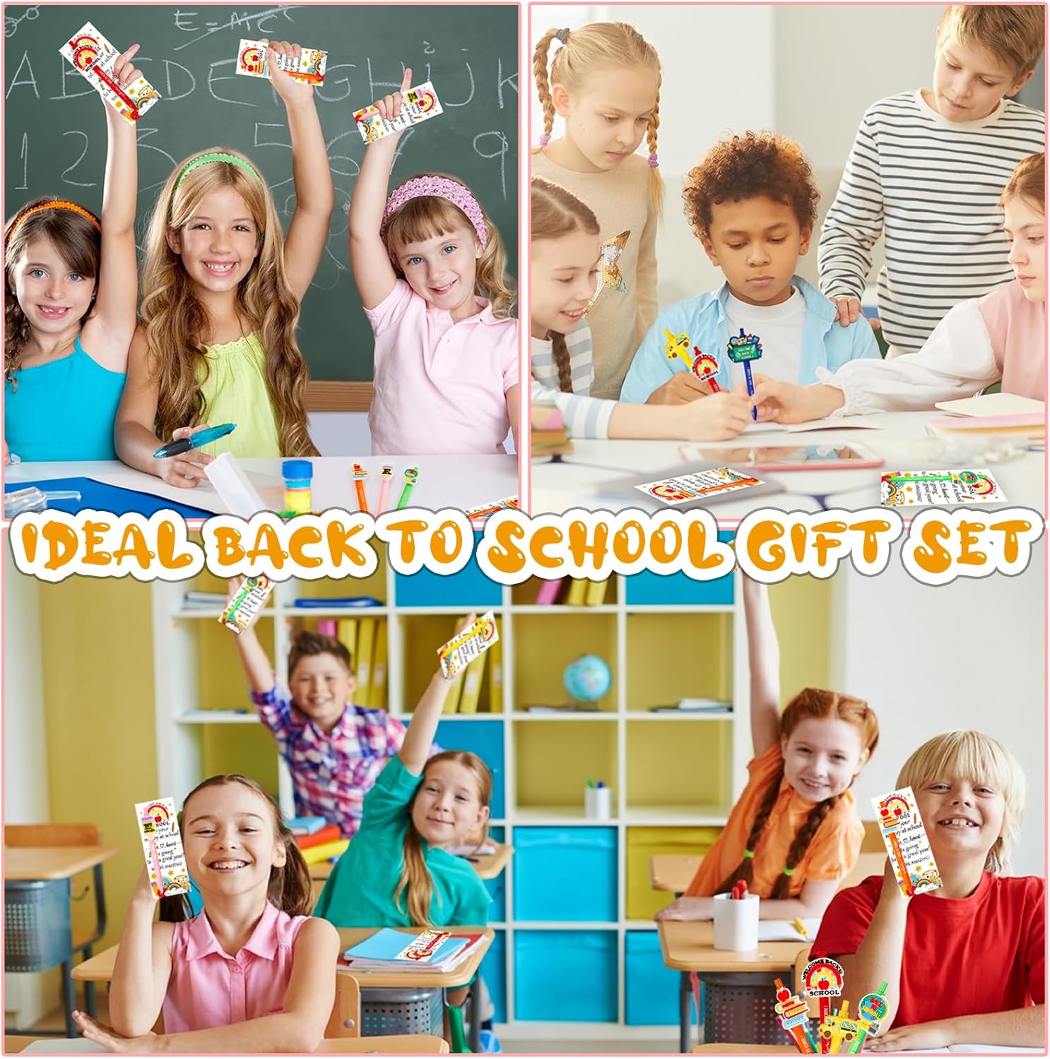 24 Piece Back to School Pens Keychains Greeting Cards Set