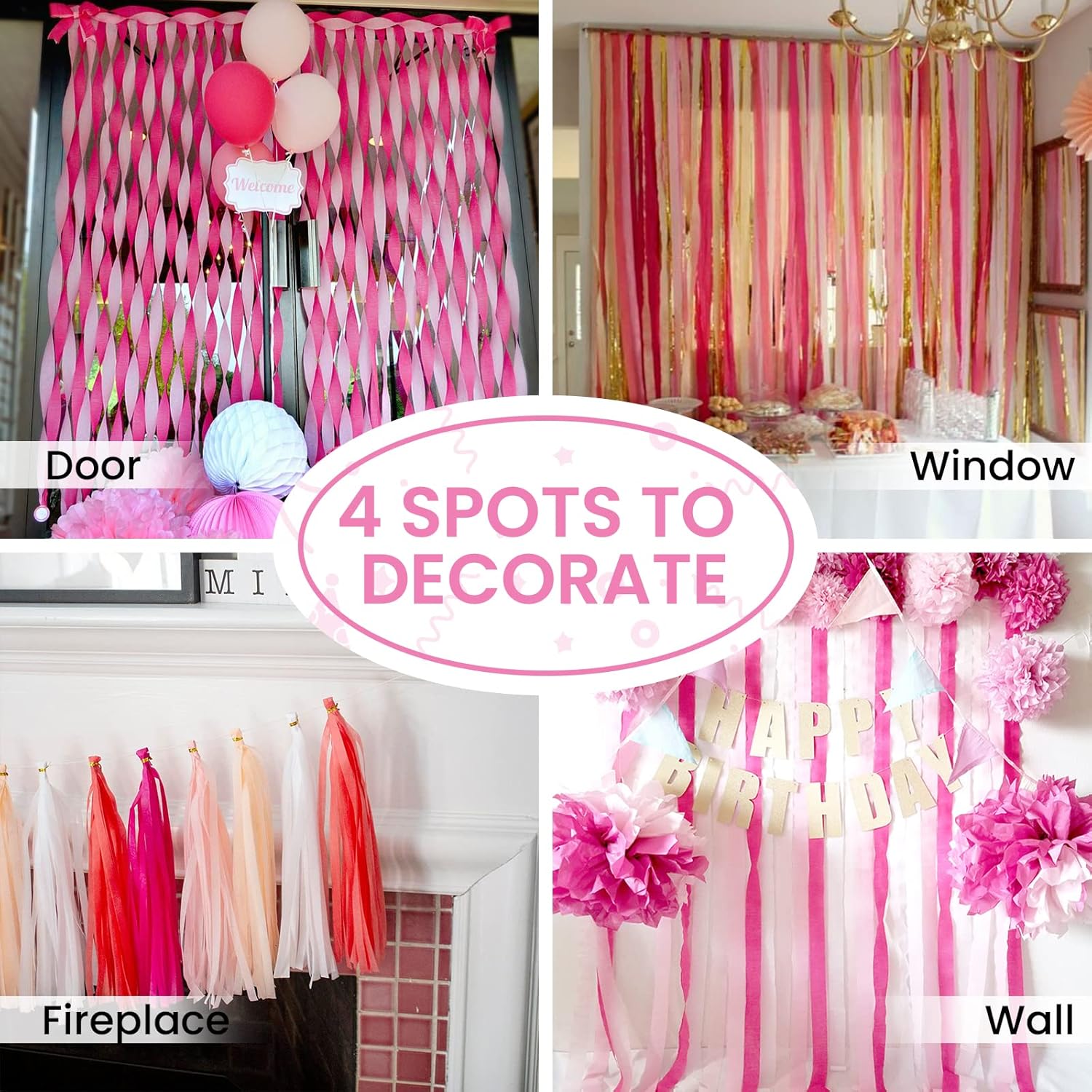 PartyWoo Crepe Paper Streamers 6 Rolls 492 Feet Pack