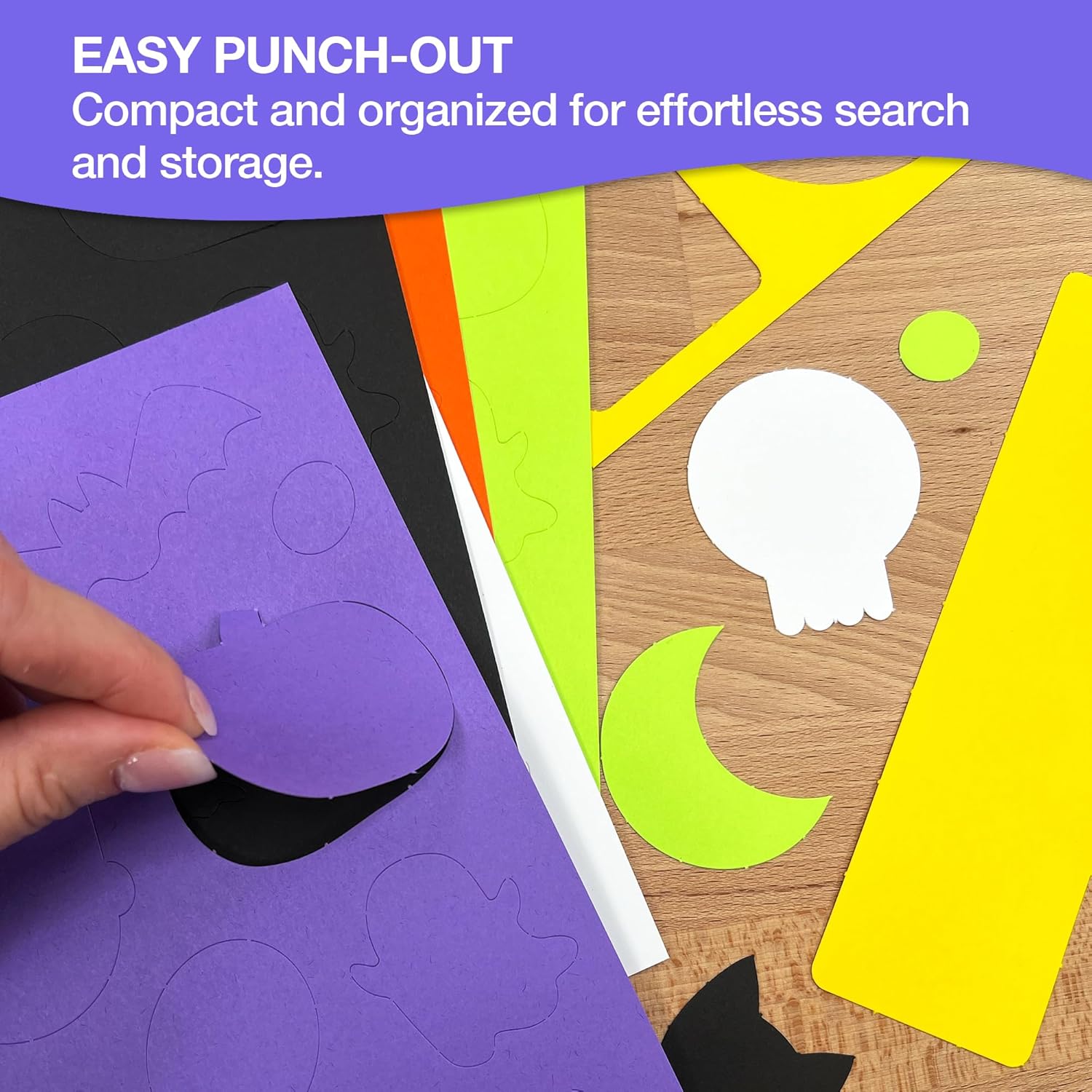 226 Pieces Halloween Punch Out Paper Craft Kit with 2-Sided Card Stock