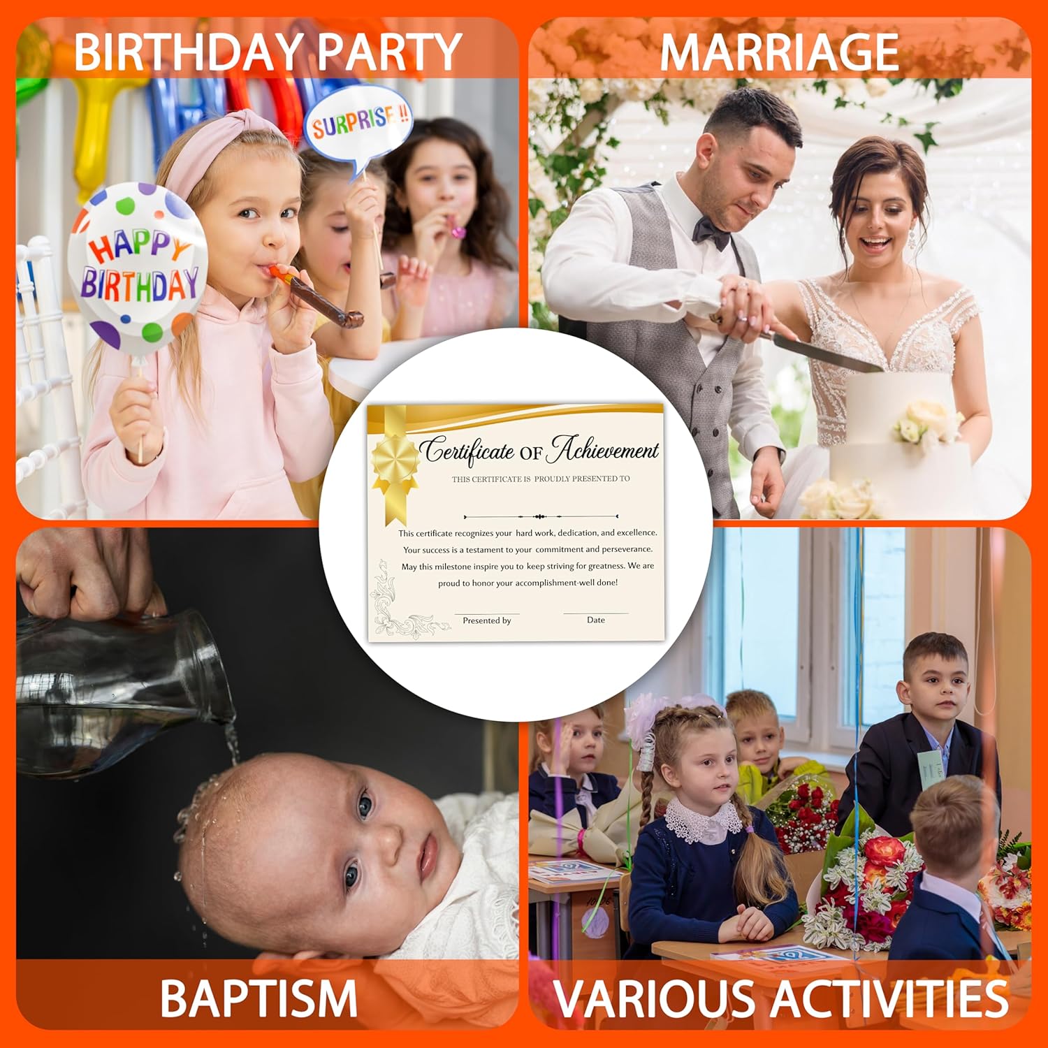 Gold Achievement Certificate Set 25 Pcs Decorations Awards