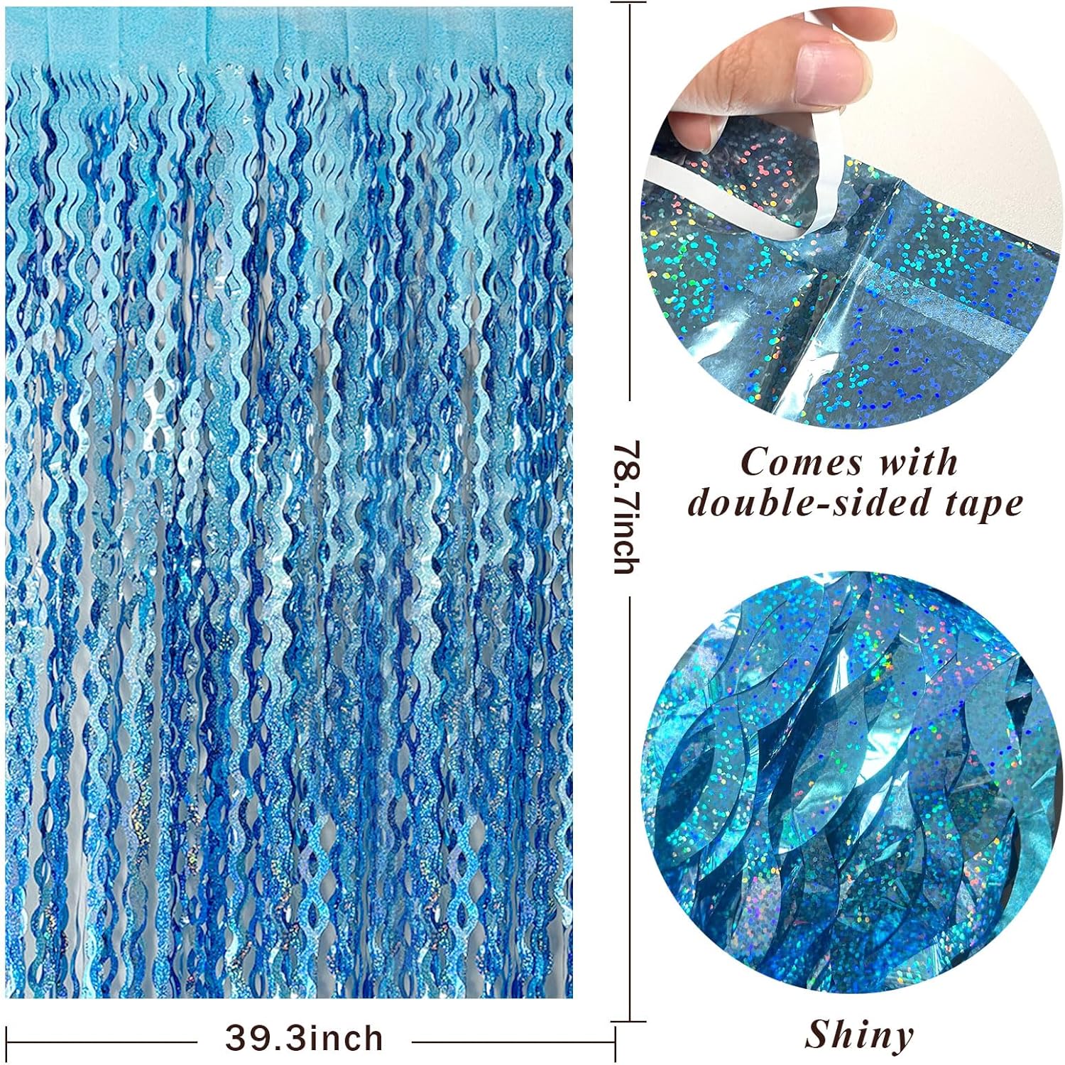 BOMSI Sparkle Metallic Wavy Foil Fringe Curtain