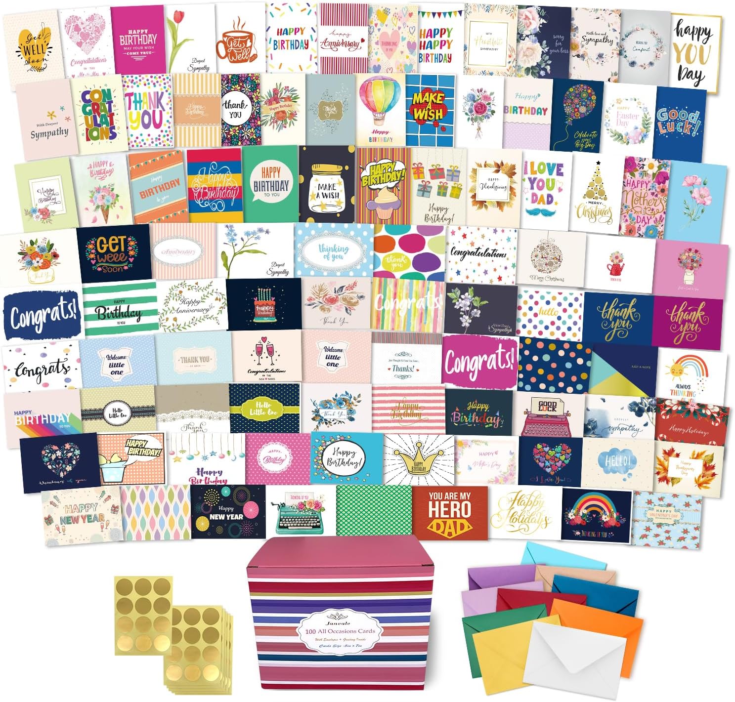 Janvale 100 All Occasion Cards Assortment Box