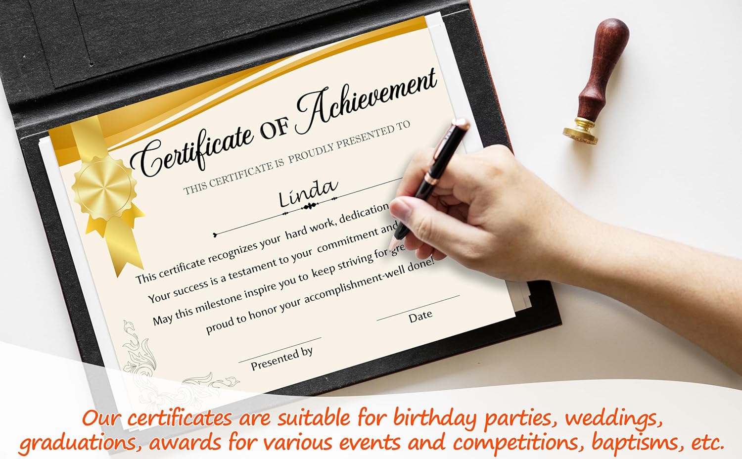 Gold Achievement Certificate Set 25 Pcs Decorations Awards