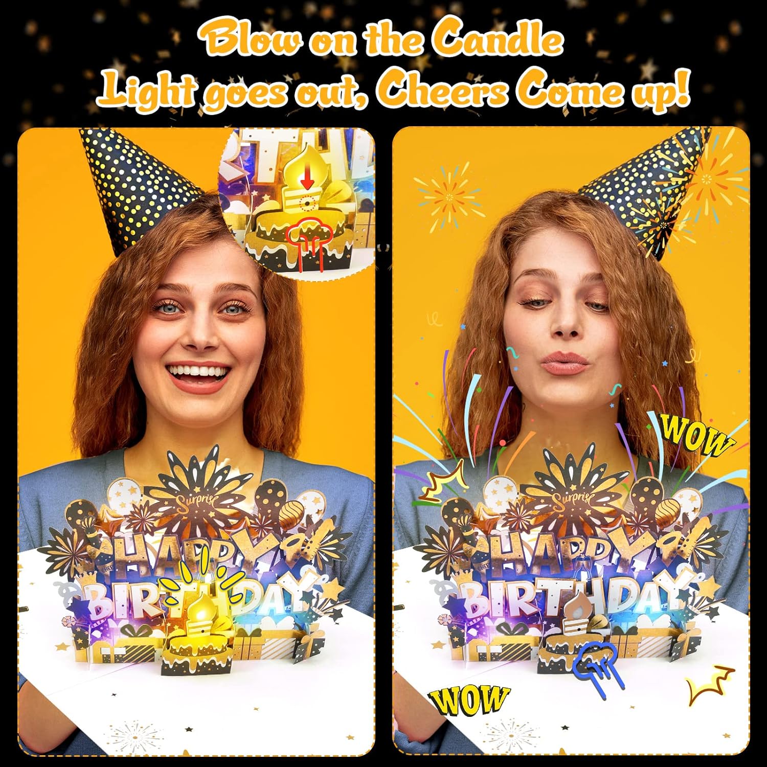 Musical Pop Up Birthday Card with LED Light and Happy Birthday Music