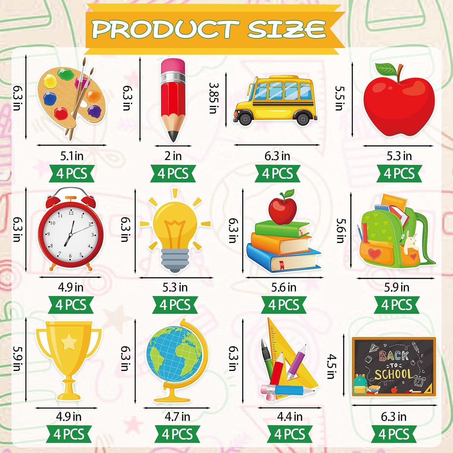 48Pcs Back to School Cutouts for Bulletin Boards