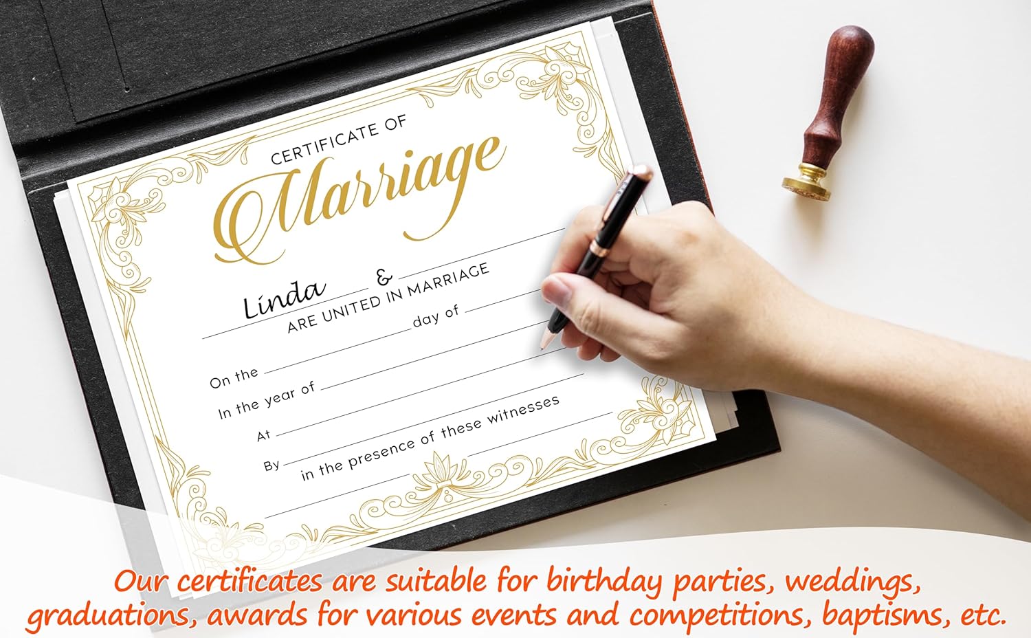 Marriage Certificates for Newlyweds 25Pcs Gold Foil Edges
