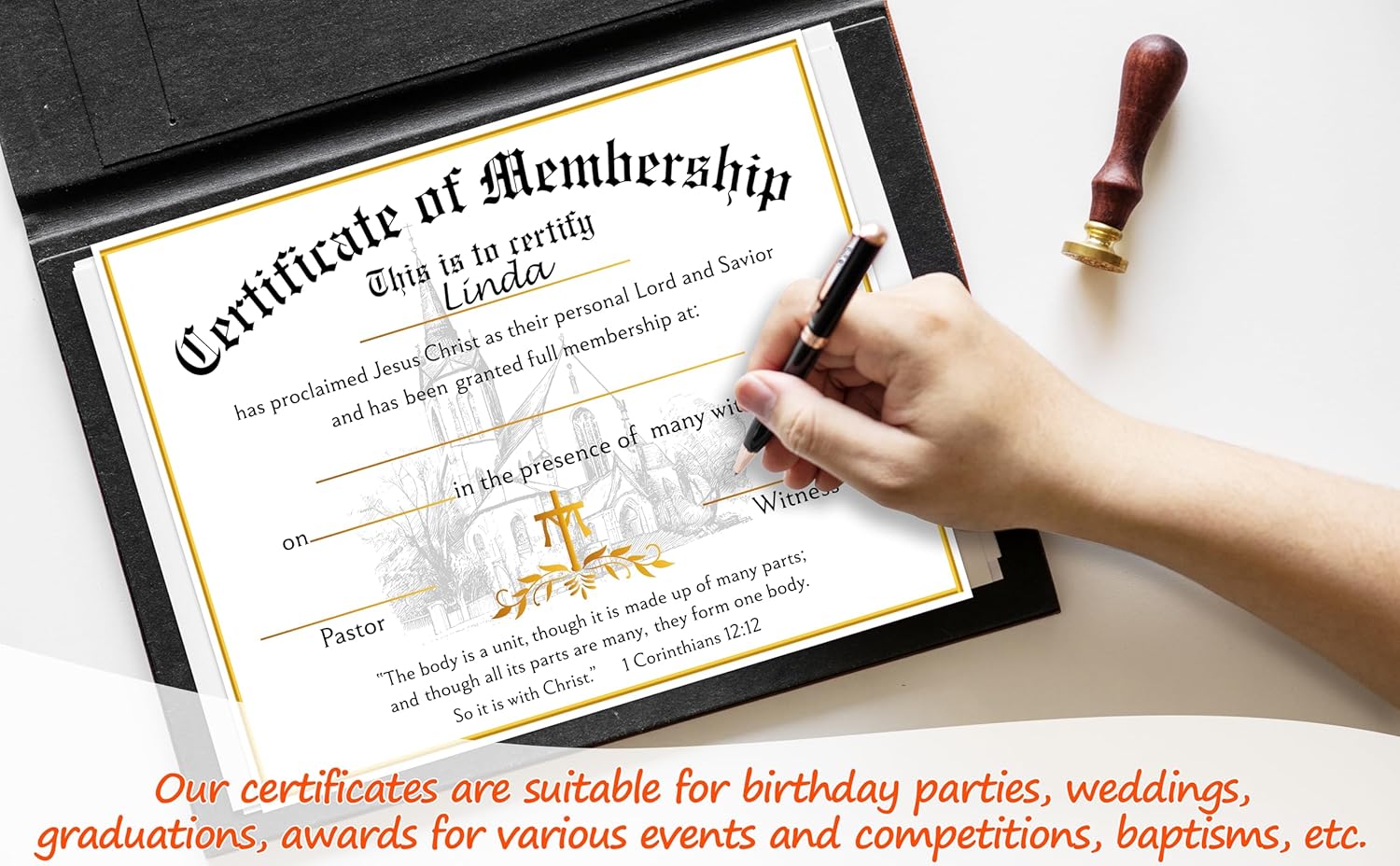 Church Membership Certificates 25 Pcs Gold Foil Recognition