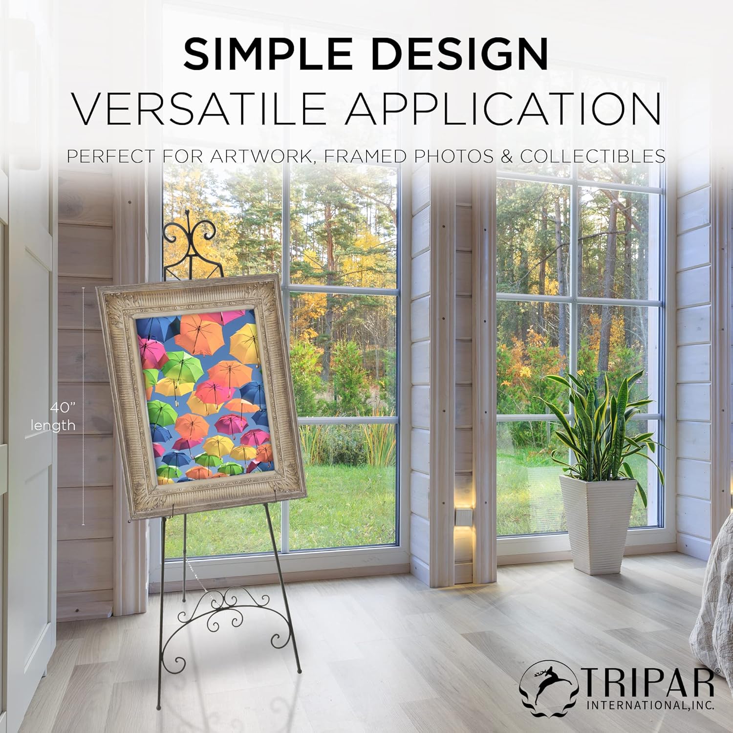 Tripar 65 Inch Metal Black Easel for Art and Display
