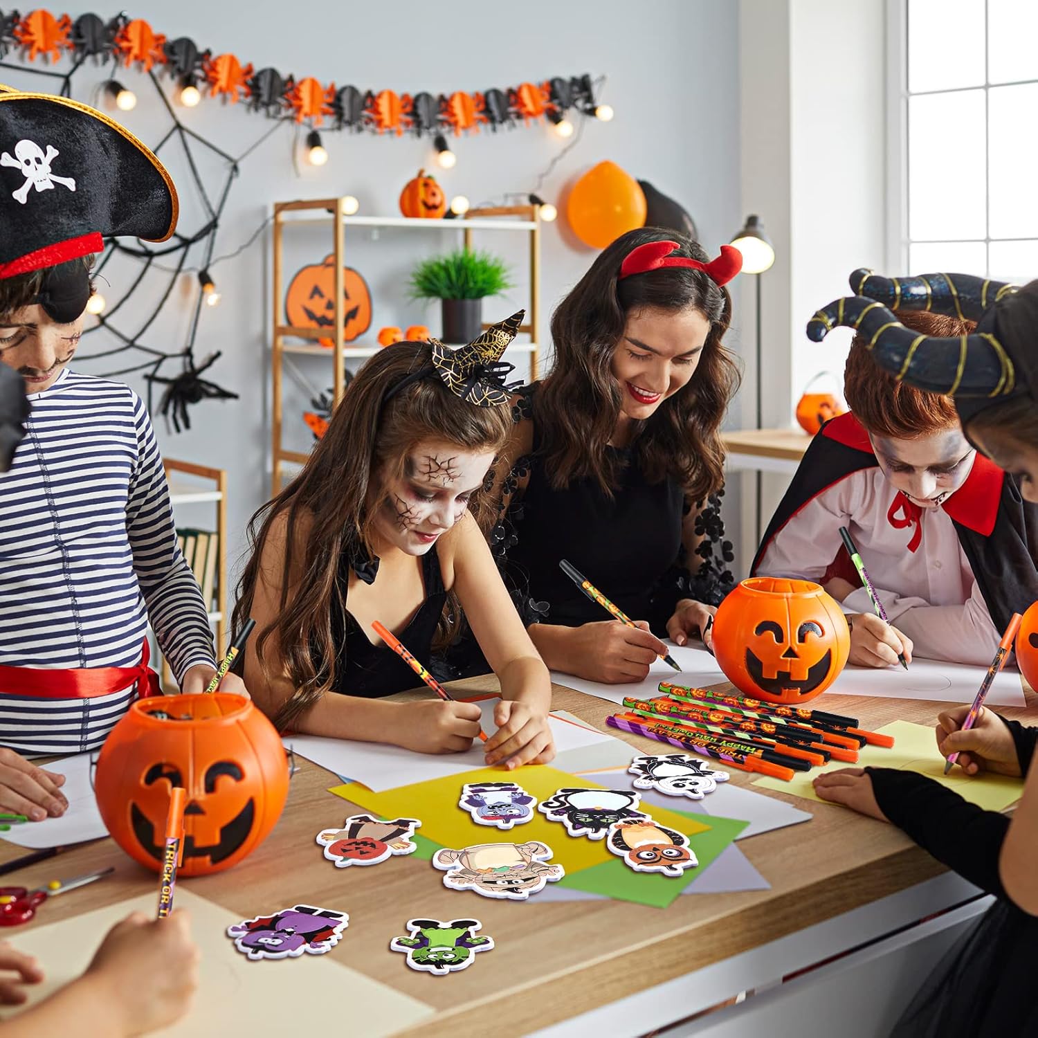 480 Sheets Halloween Sticky Notes Set with 24 Pens