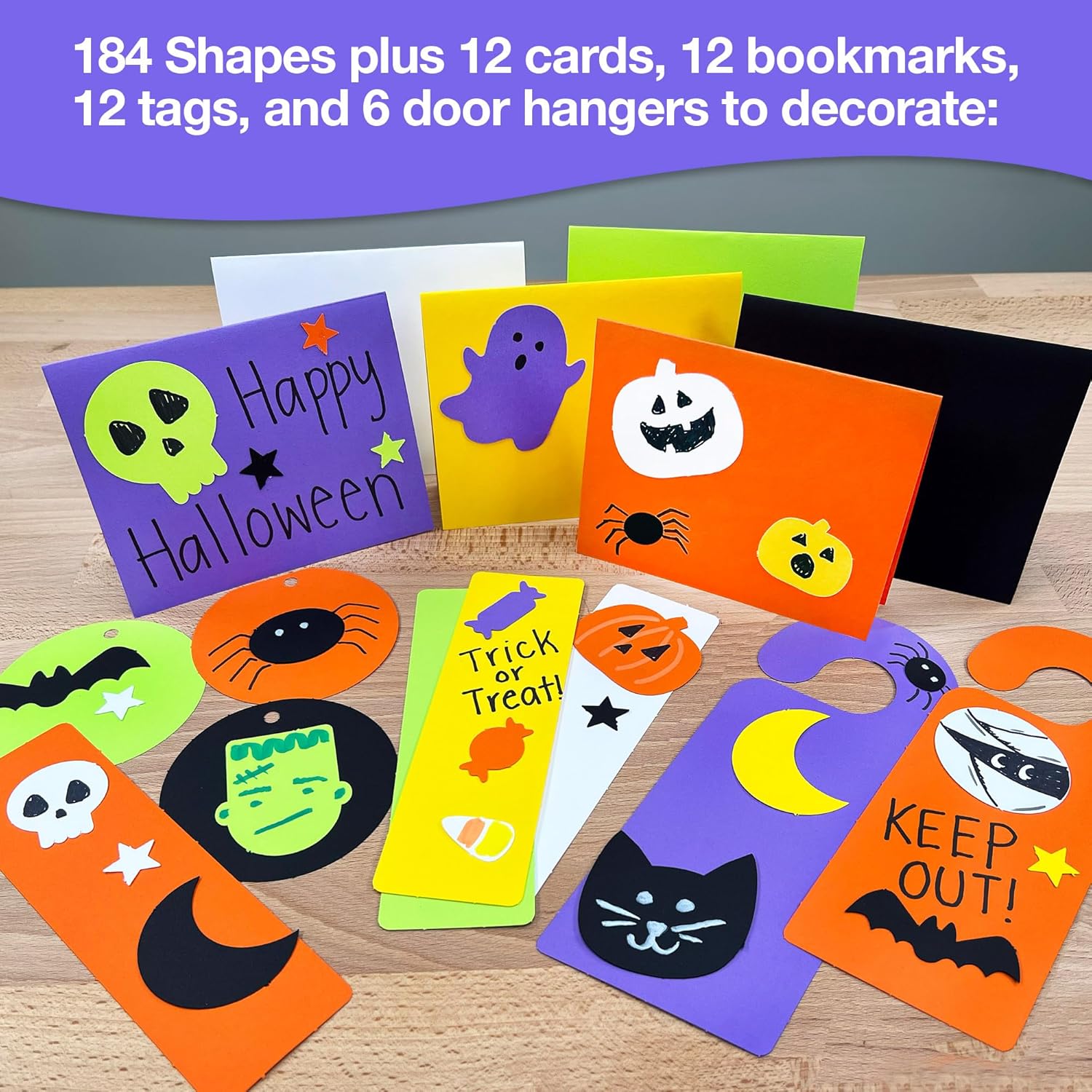 226 Pieces Halloween Punch Out Paper Craft Kit with 2-Sided Card Stock