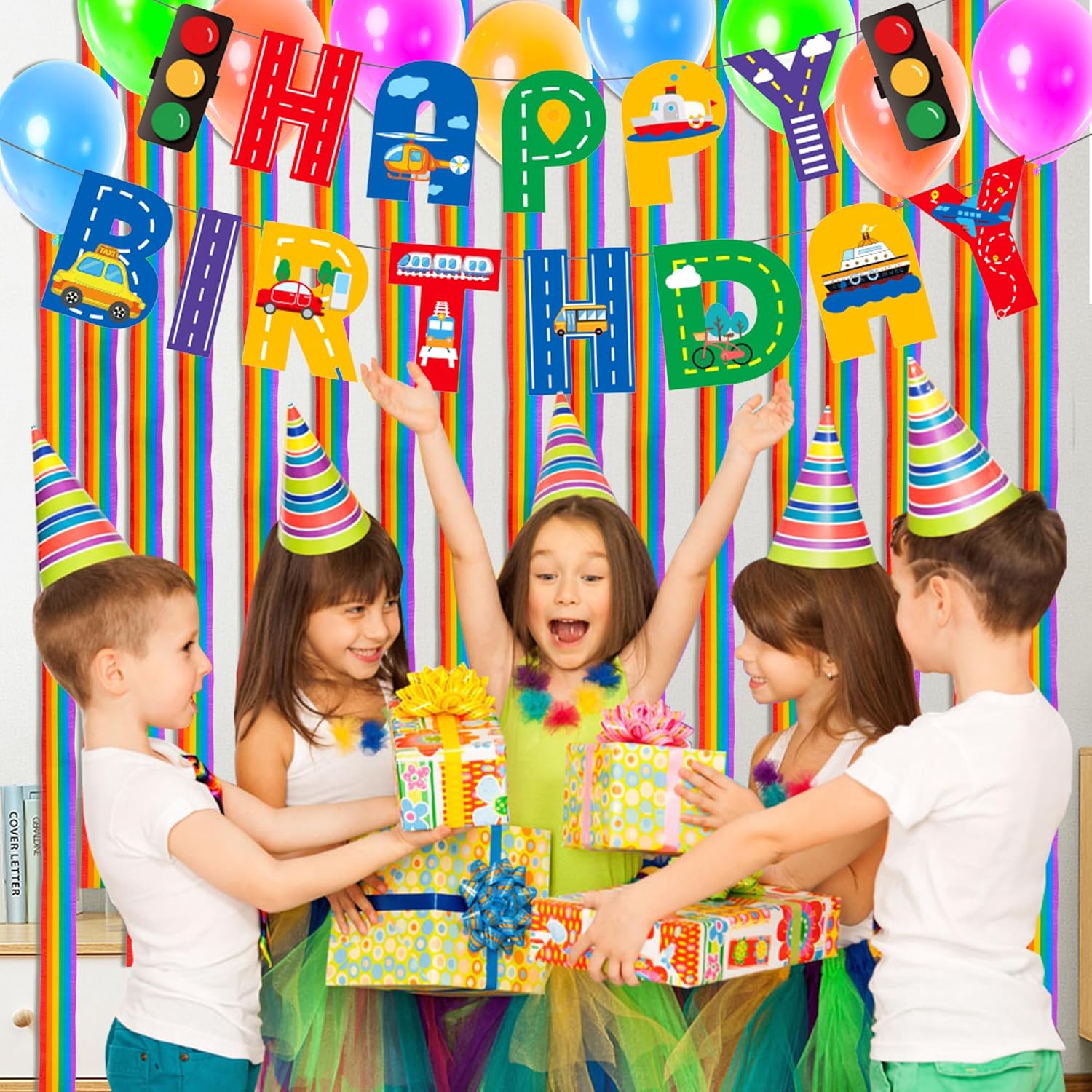 Tlswshsy 12 Rolls Rainbow Crepe Paper Streamers