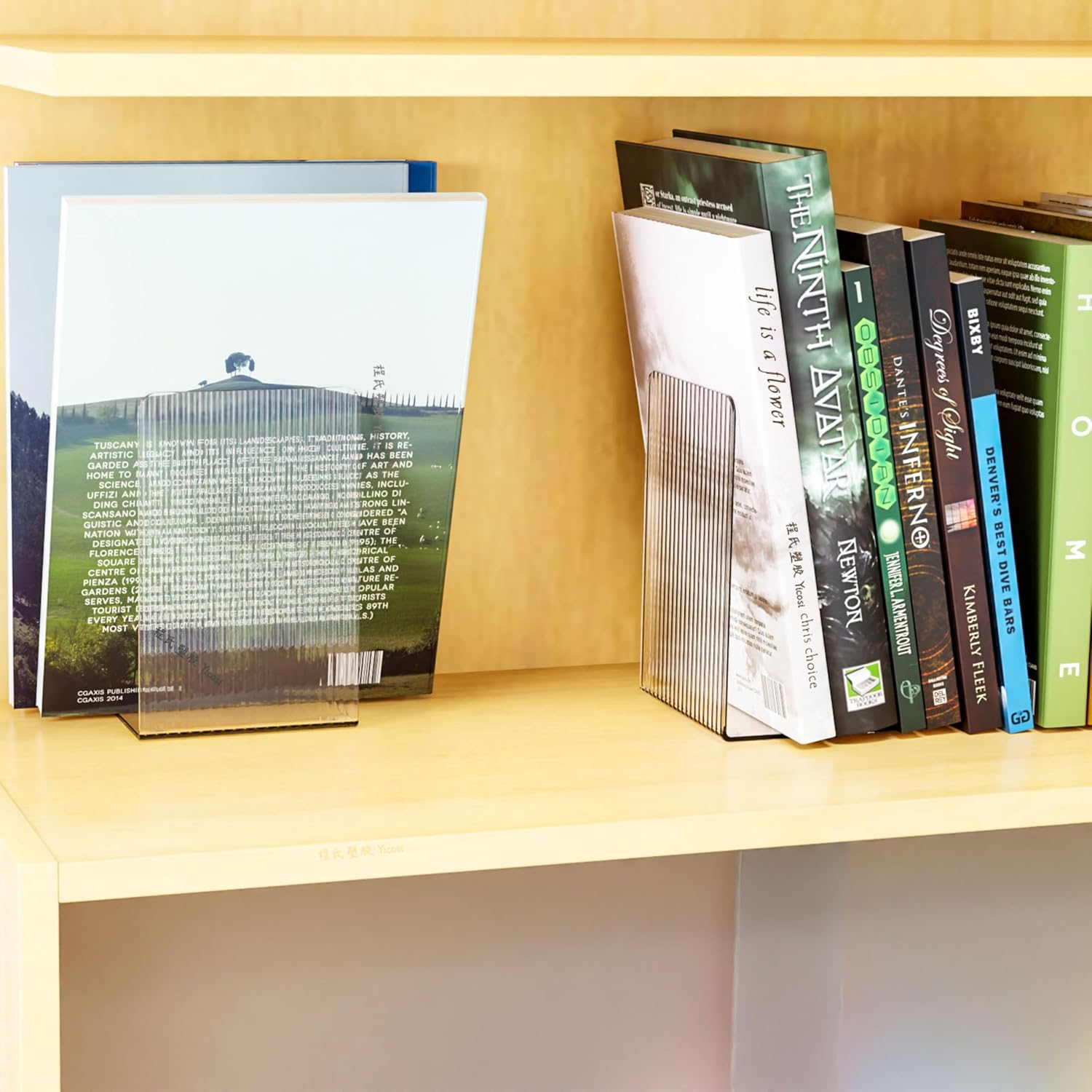 SUOXING 4 Piece Clear Acrylic Bookends for Shelves