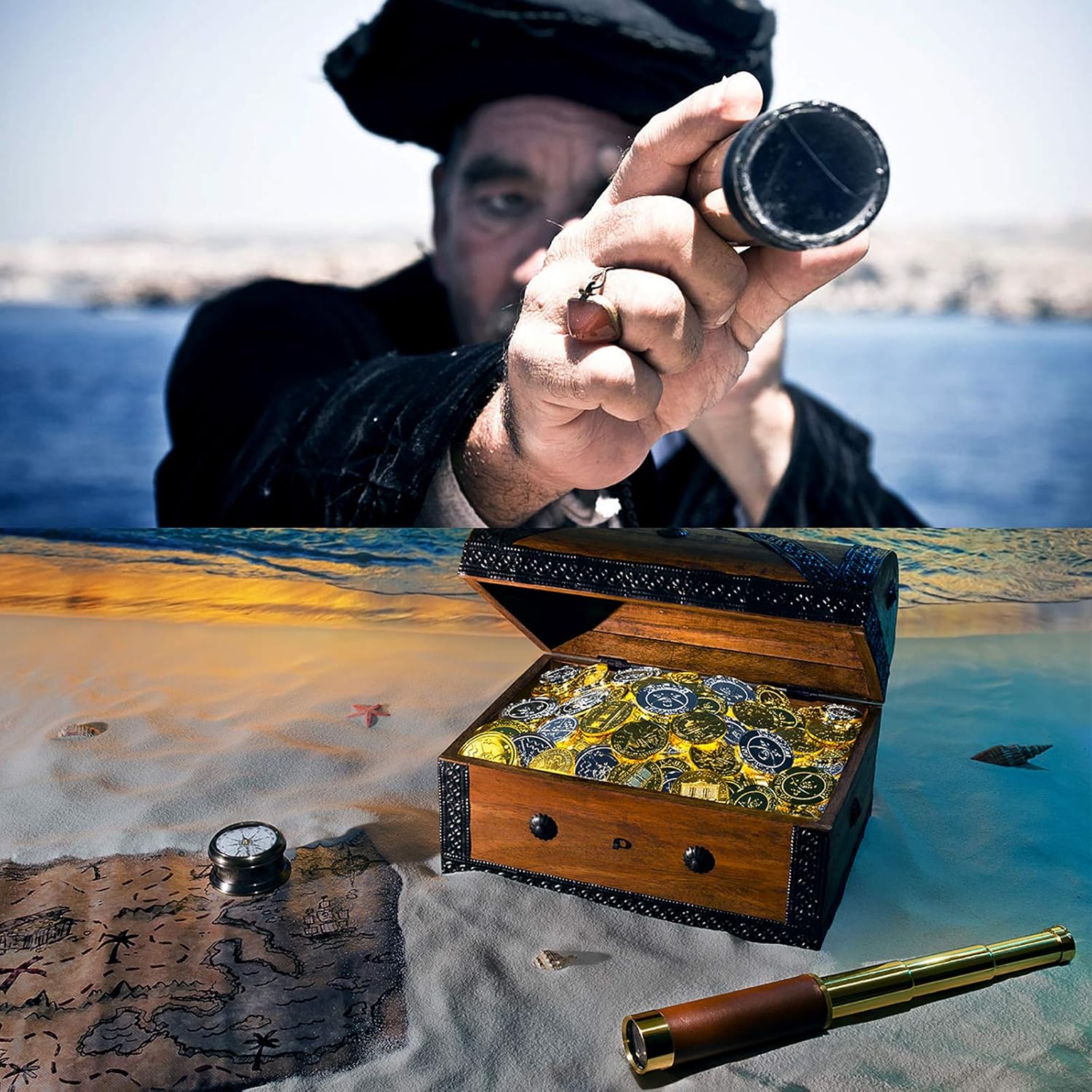 Dangshan Telescope Brass Pirate Monocular - Waterproof 25x30x Collapsible