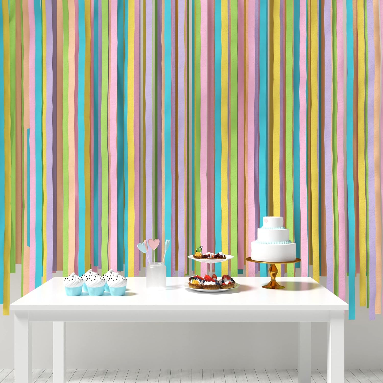 HOUSE OF PARTY Pastel Crepe Paper Streamers - 6 Rolls 492ft Total
