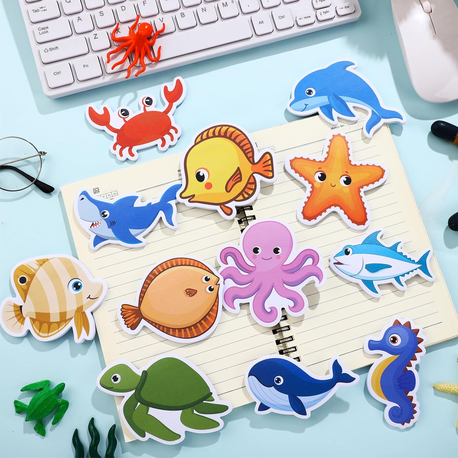 Zhanmai 60 Pack Ocean Animal Sticky Notes Set