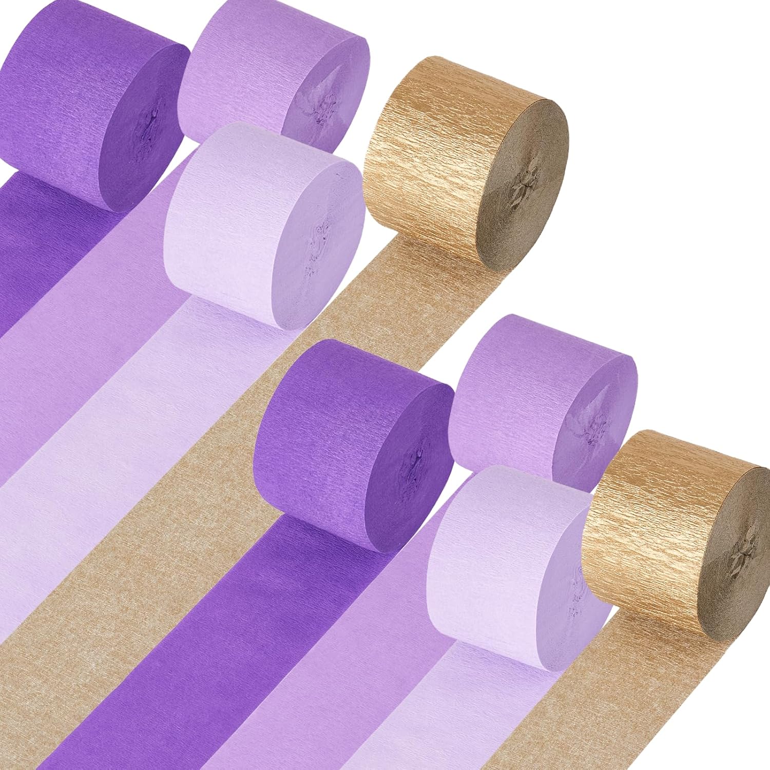 Purple Gold Crepe Paper Streamers 8 Rolls 18 Inch x 82 Ft