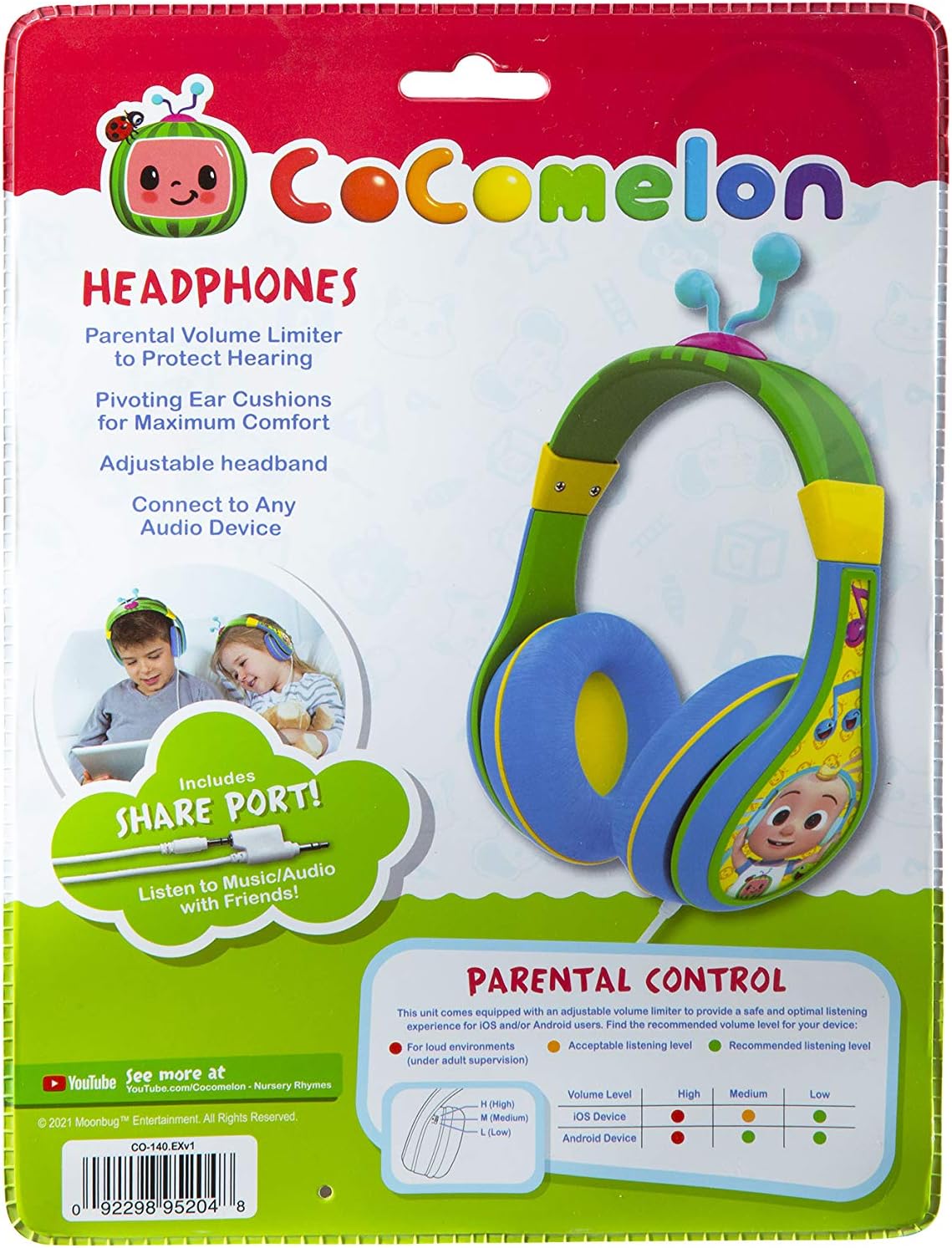 Cocomelon Toddler Headphones with Share Port for Kids