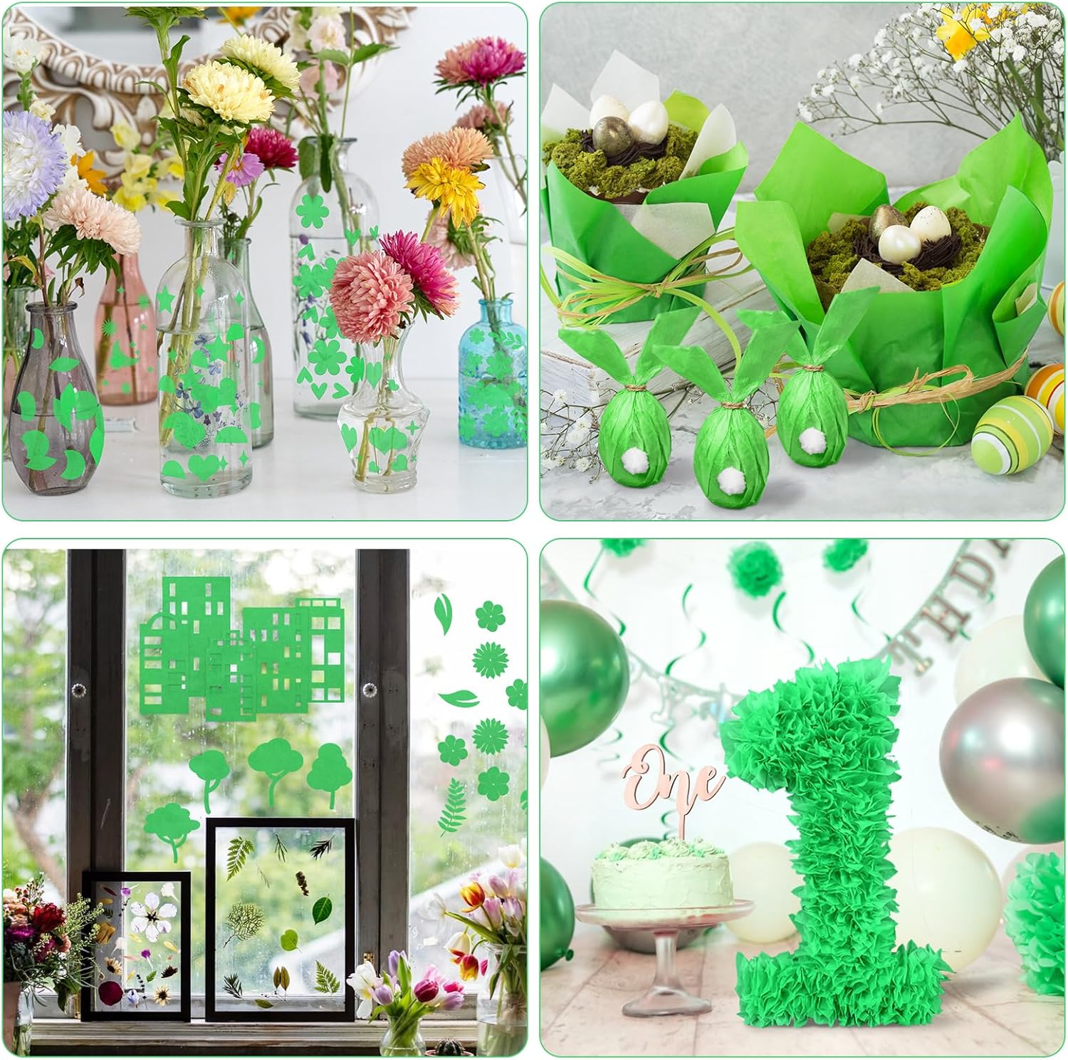 Naler 60 Sheets Green Tissue Paper for Gift Wrapping