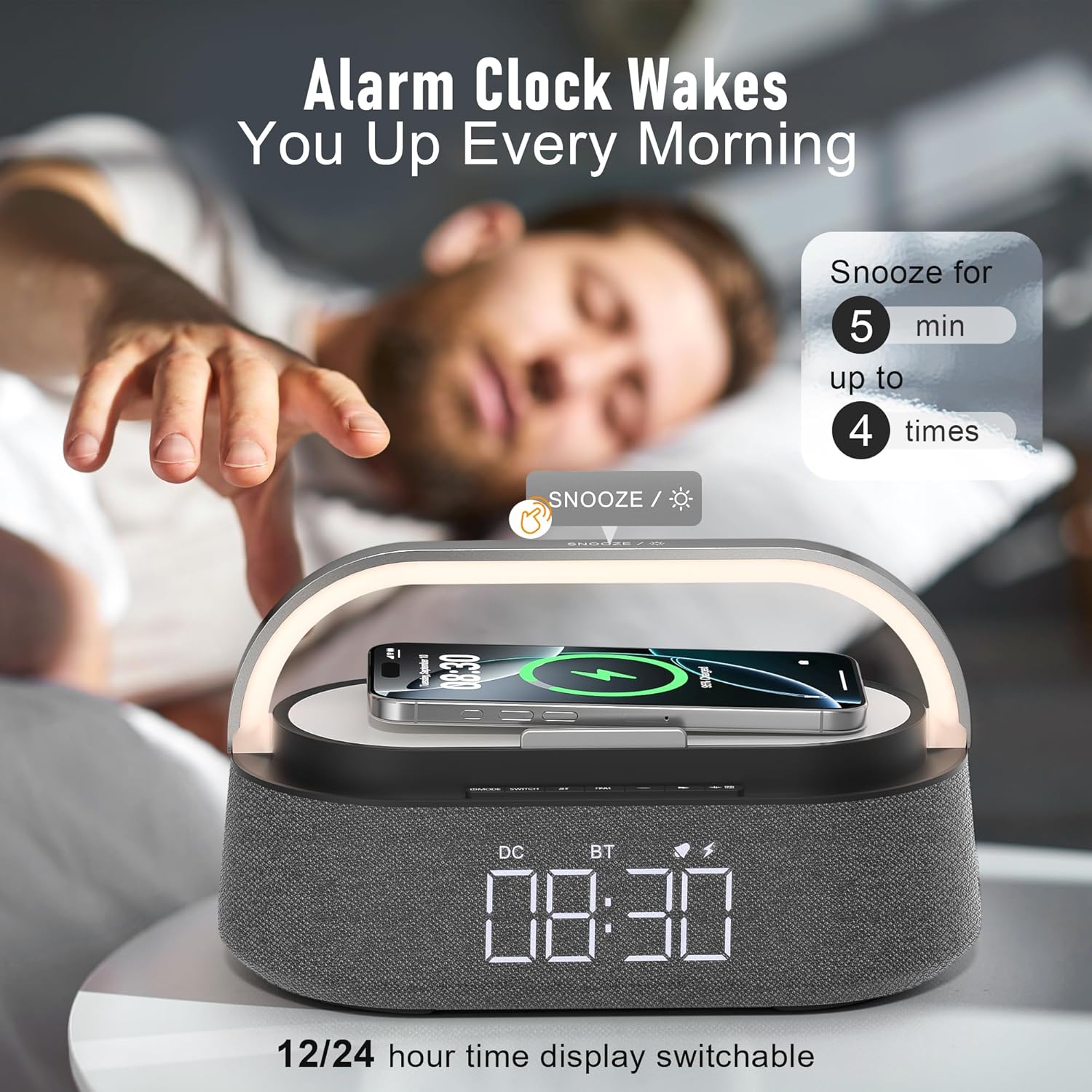 FREEFISH 6-in-1 Bluetooth Speaker with Wireless Charger and Night Light