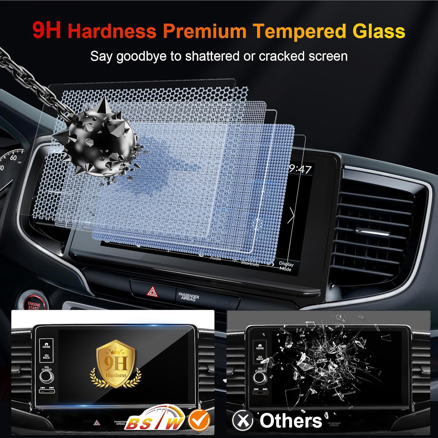 BSTW 2024 Ridgeline 9 Inch Tempered Glass Screen Protector